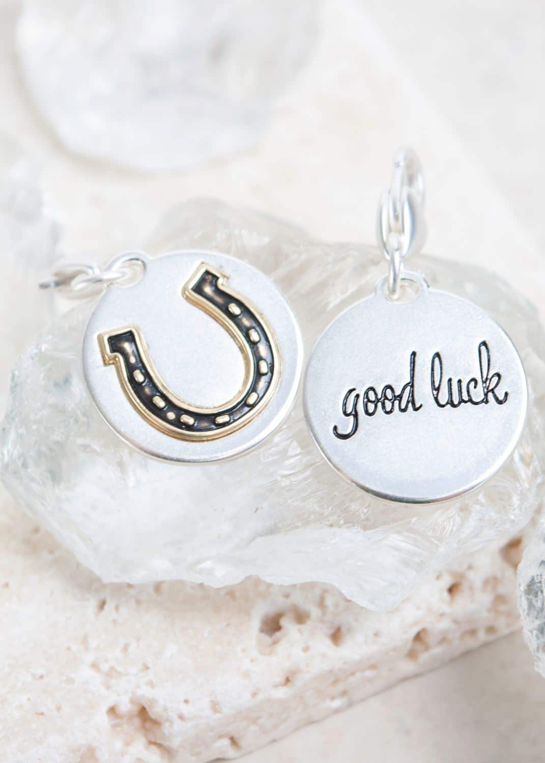 Silver 2-Tone Medallion - Horse Shoe "Good Luck"