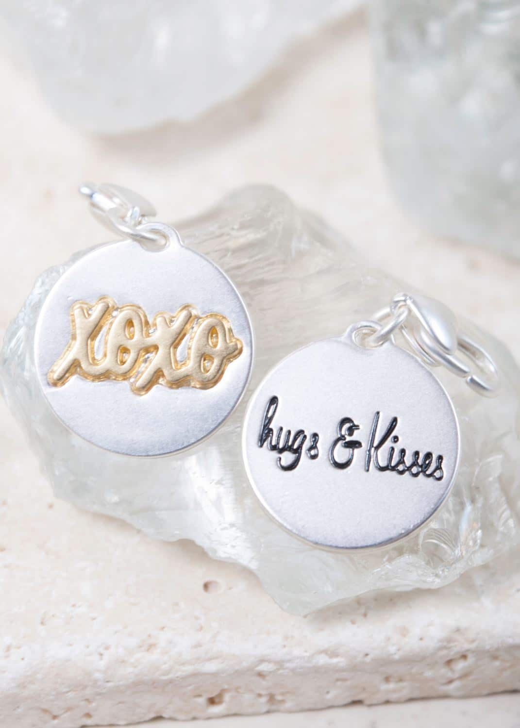 Silver 2-Tone Medallion - XOXO "Love"