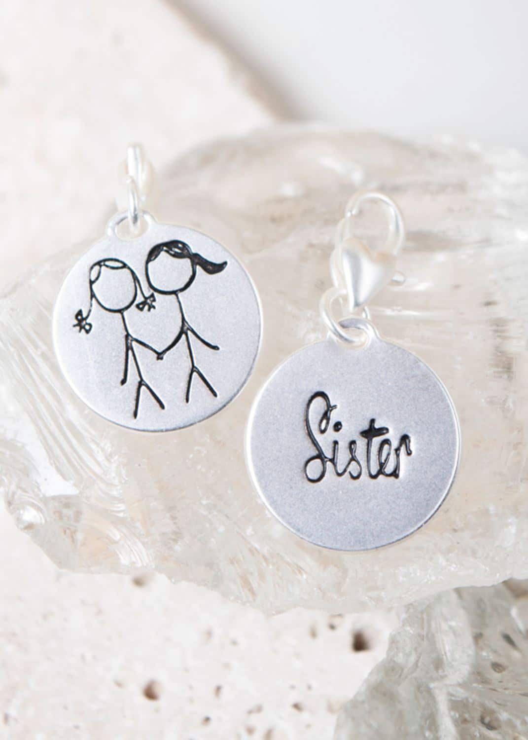 Silver 2-Tone Medallion - Figures "Sisters"