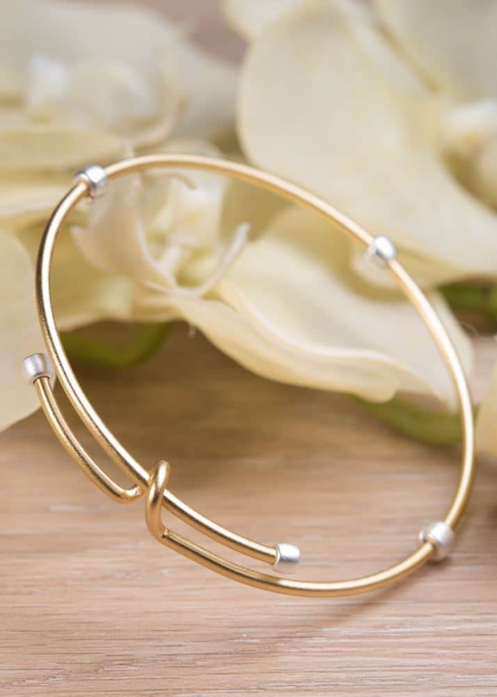 2-Tone Adjustable Bangle - Gold with Silver