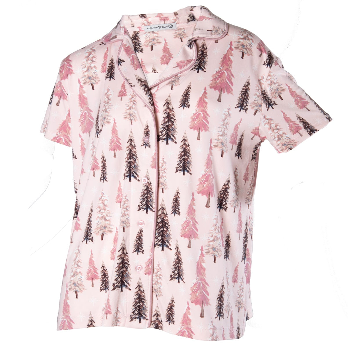 Pink Winter Wonderland Ladies Notch Collar Top