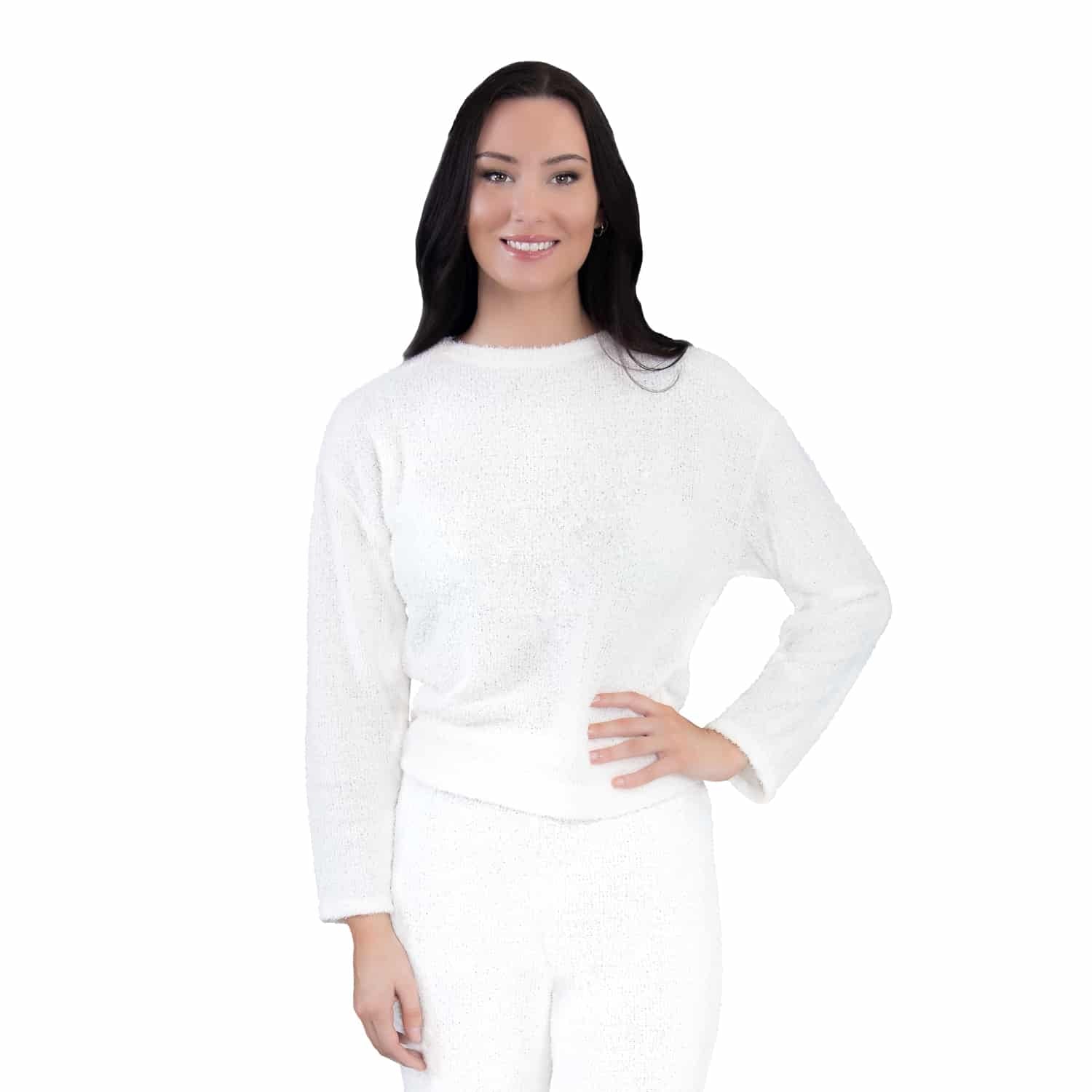 Cozy Knit Pajama Top | Soft Fuzzy Fleece Long-Sleeve PJs For Women