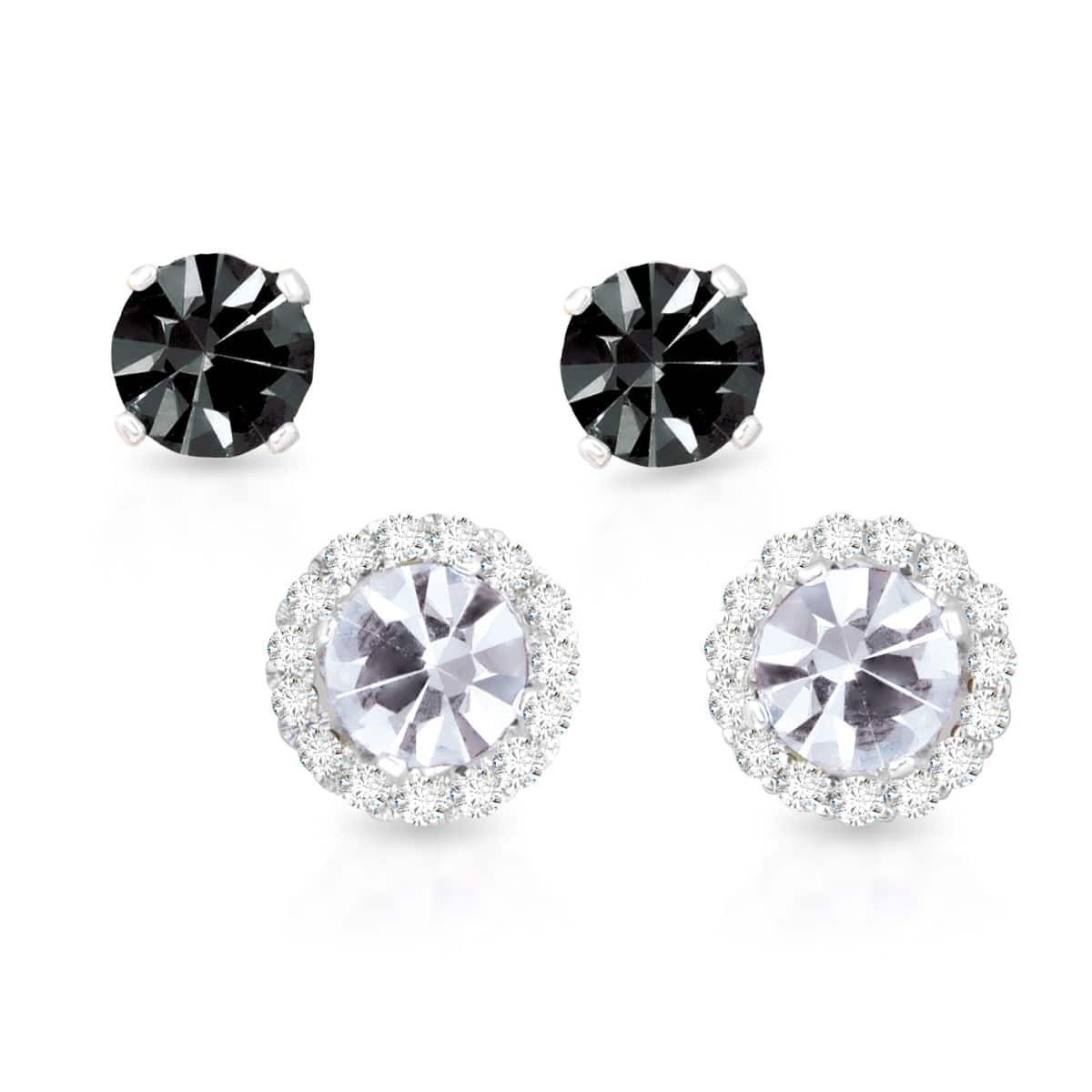Birthstone Earrings with CZ Halo Jacket & Clear CZ