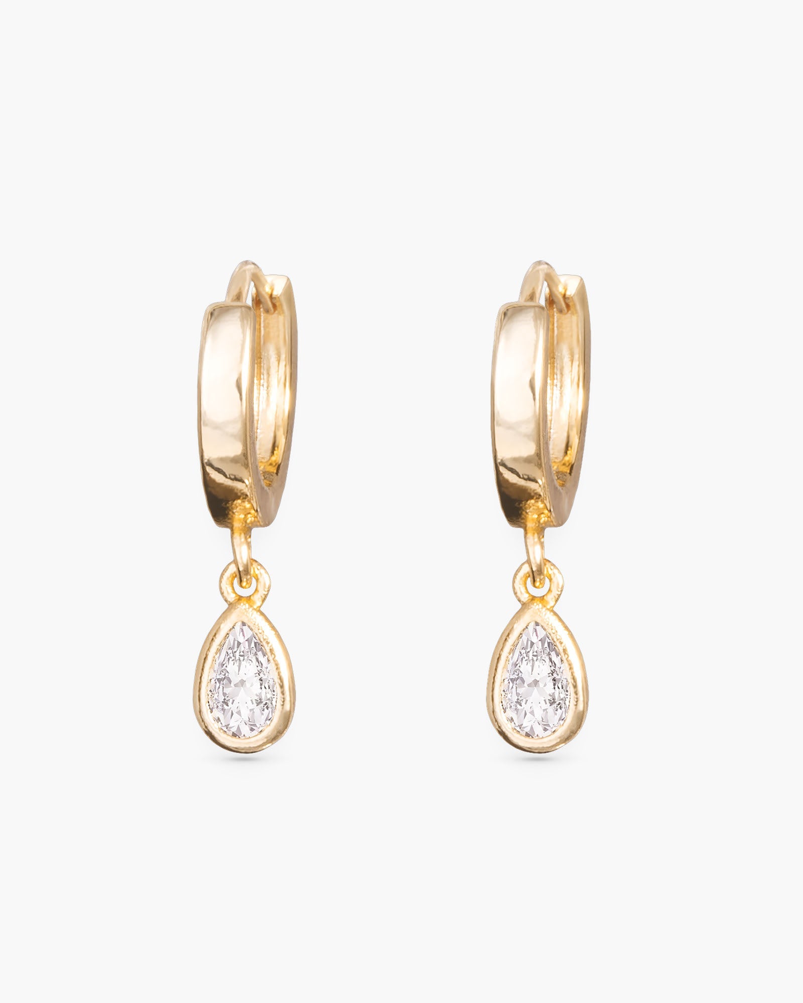 CZ Teardrop Huggie - Gold