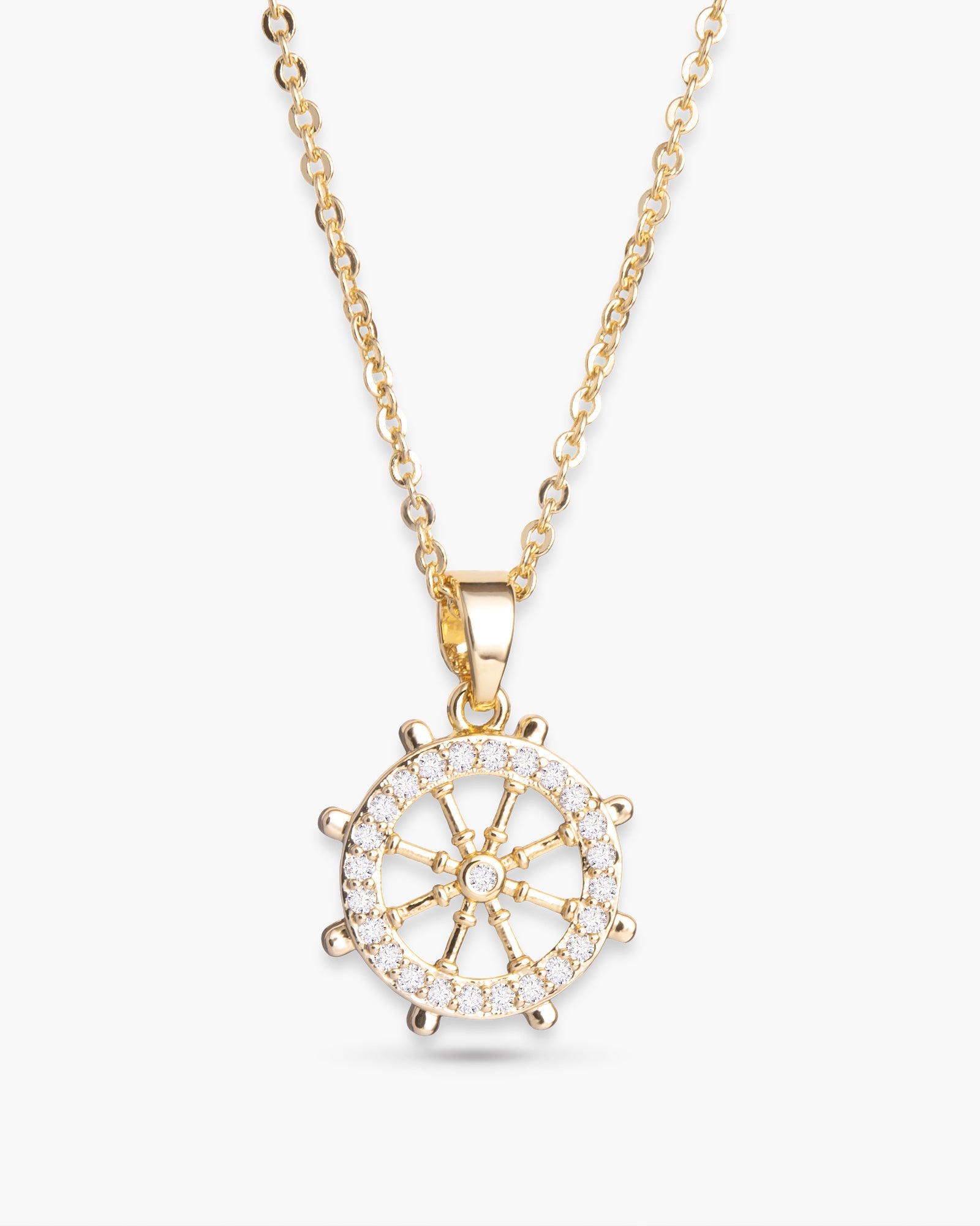 CZ Ship Wheel - Gold