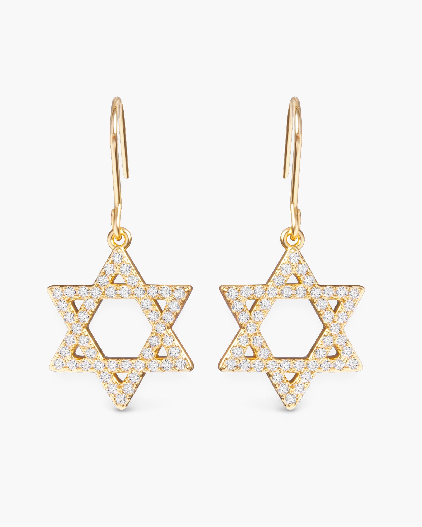 CZ Star of David Earrings - Gold