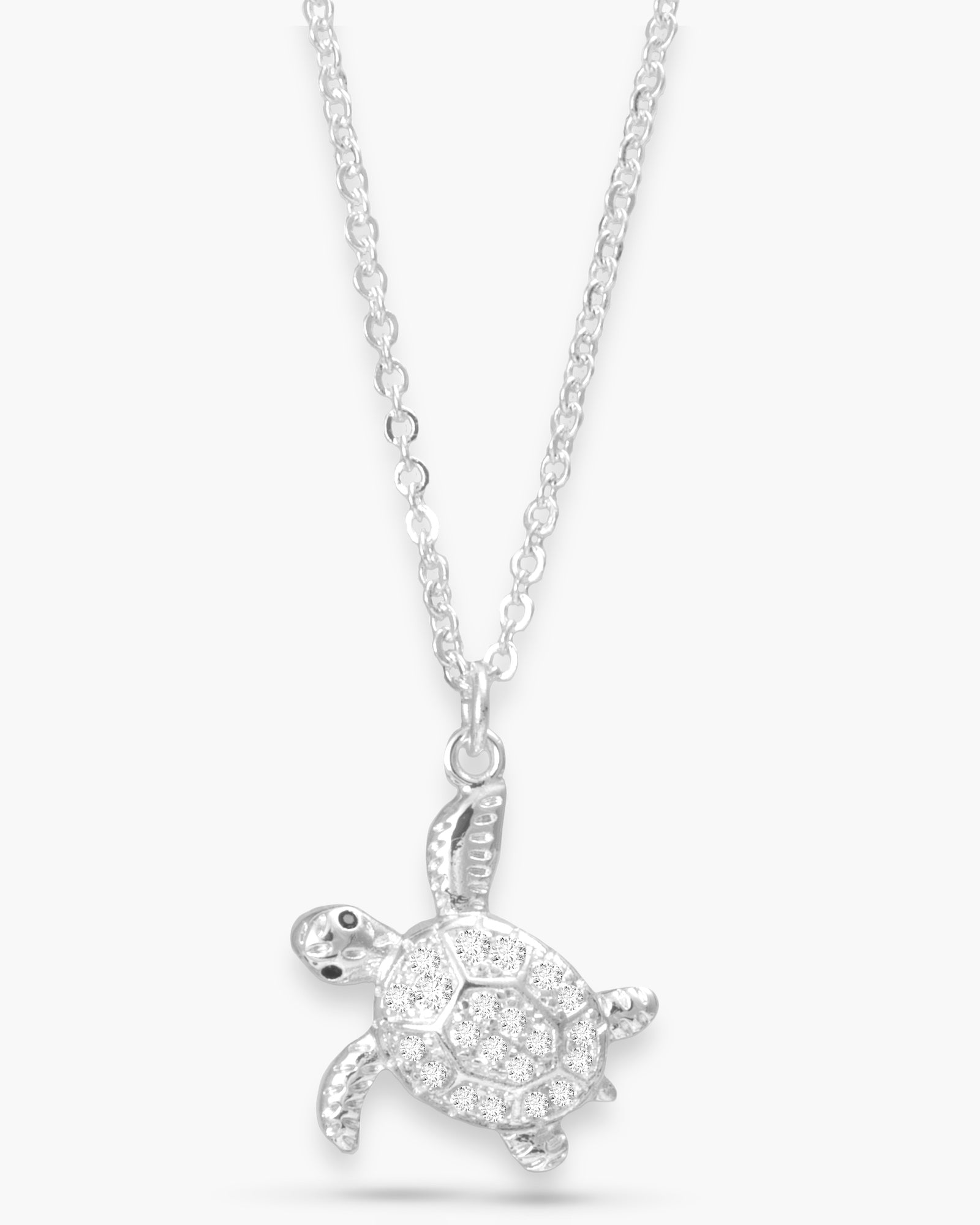 CZ Turtle Necklace - Silver