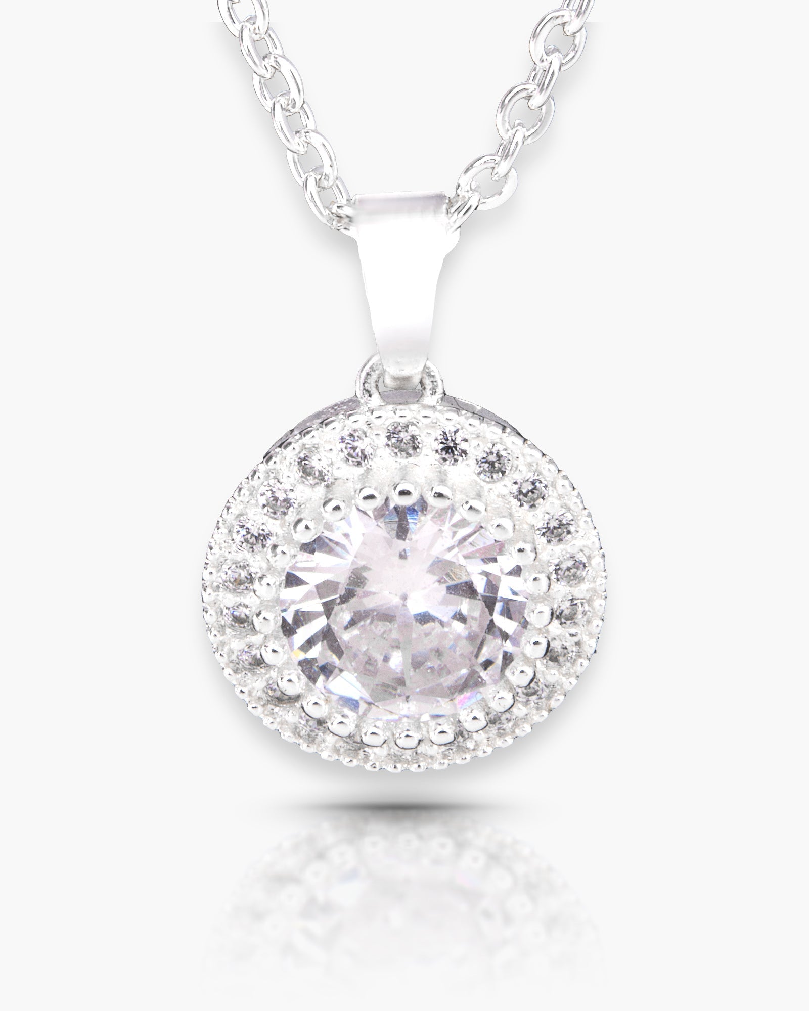 Ice Blu Halo Necklace - Silver