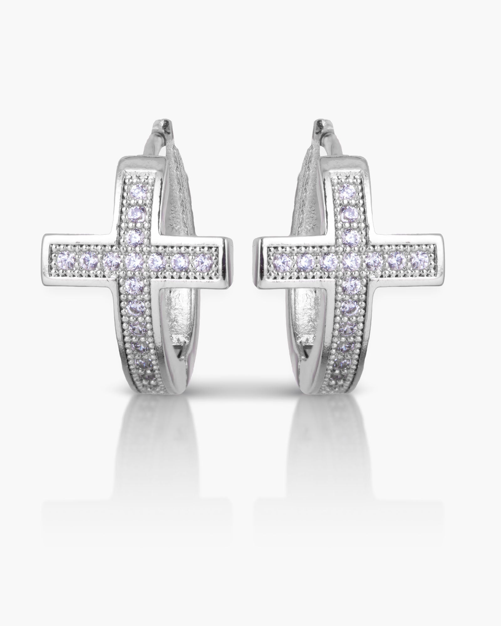 Cross Ear Hug Earrings - Silver