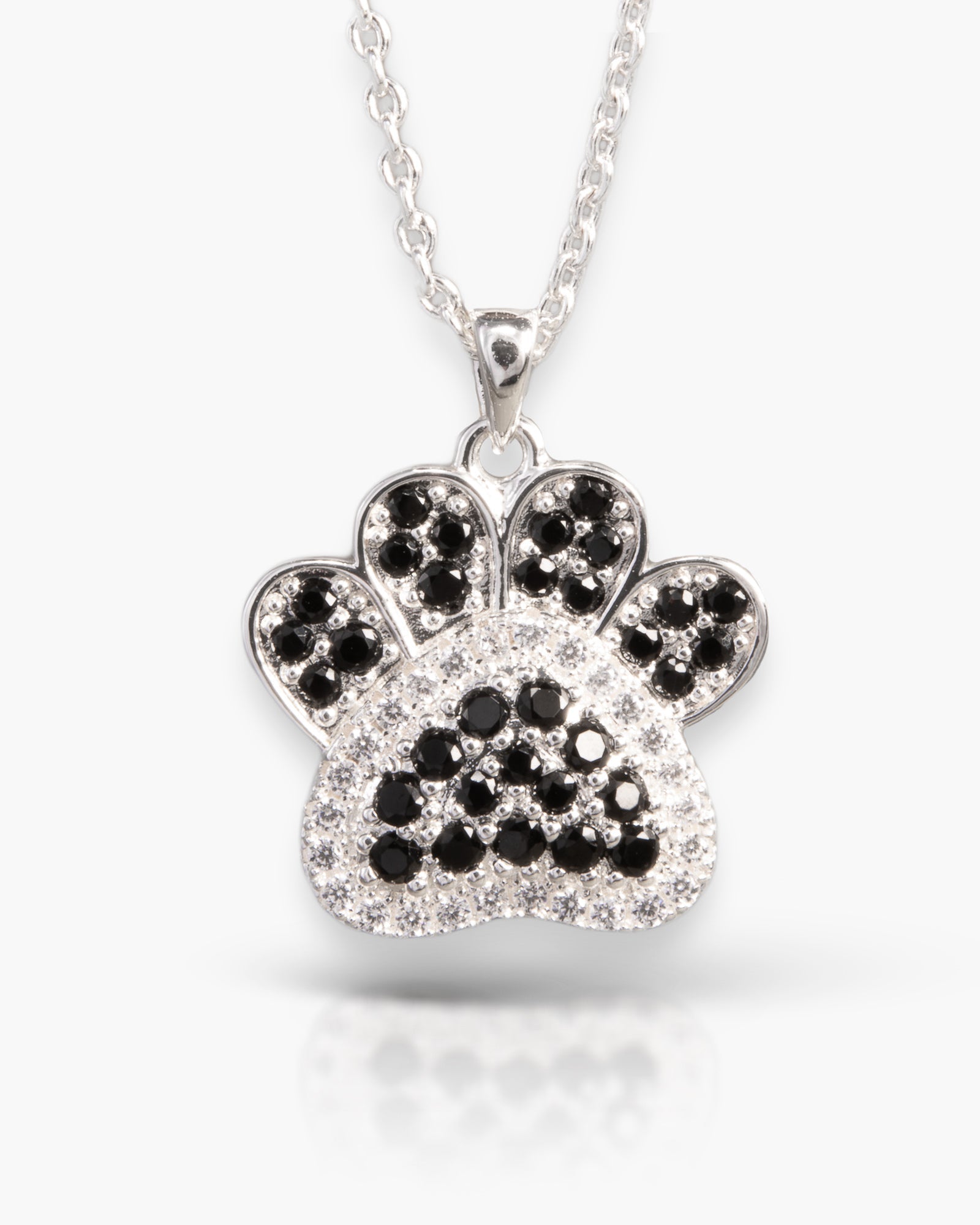 Ice Blu Paw Print Necklace - Silver/Black