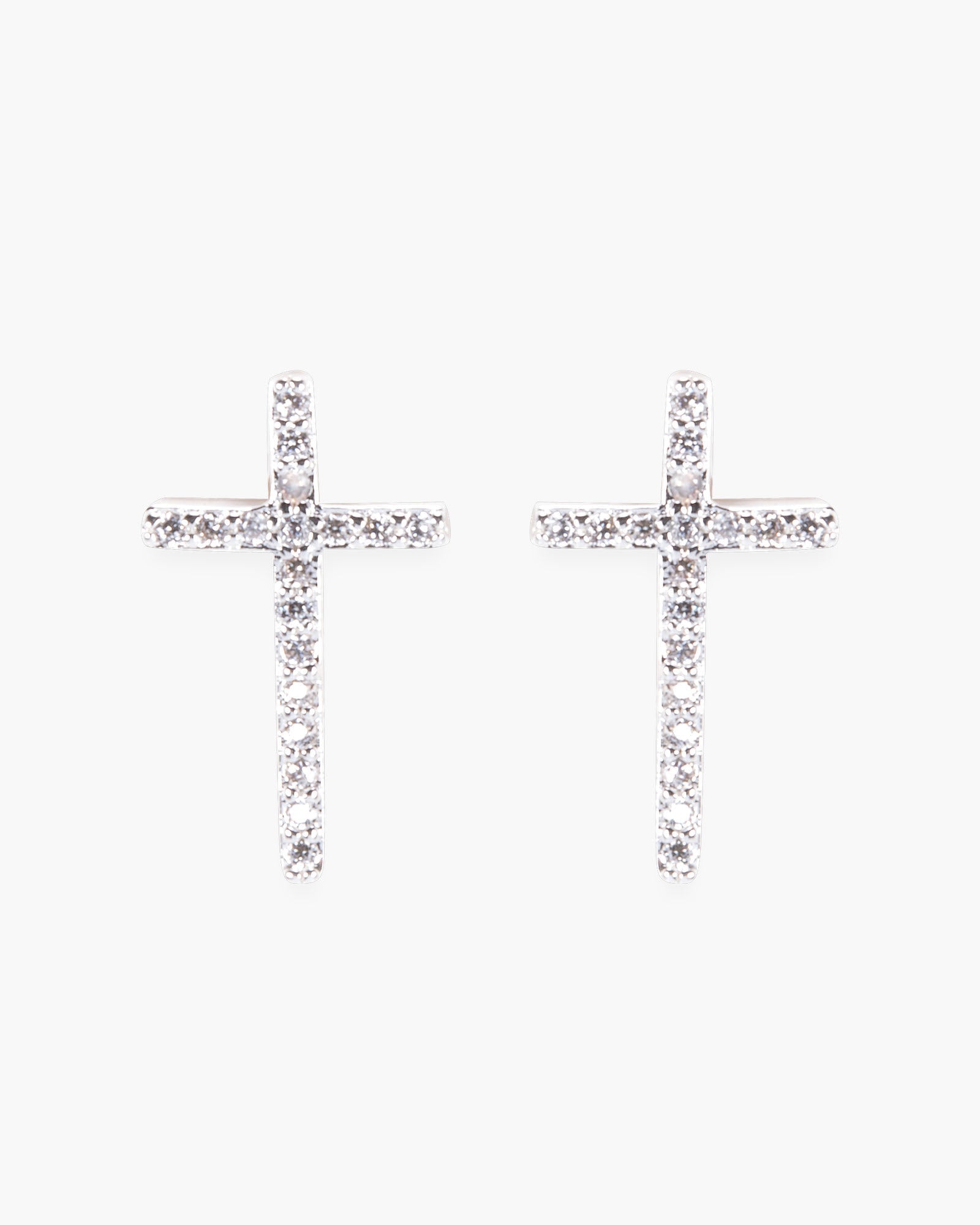 Timeless Radiance - Cross Stud Earrings - Silver
