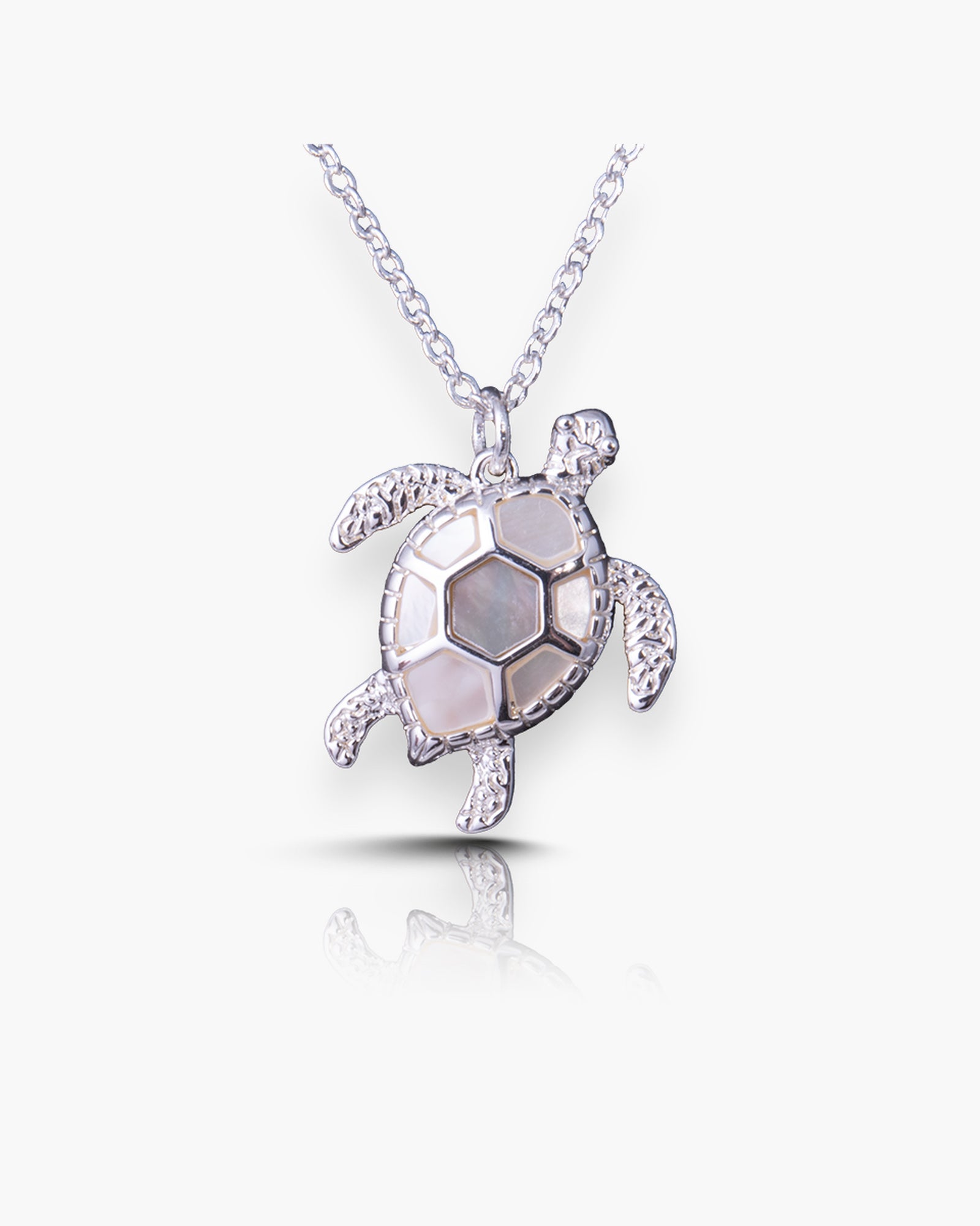 Sea Turtle MOP Necklace - Silver