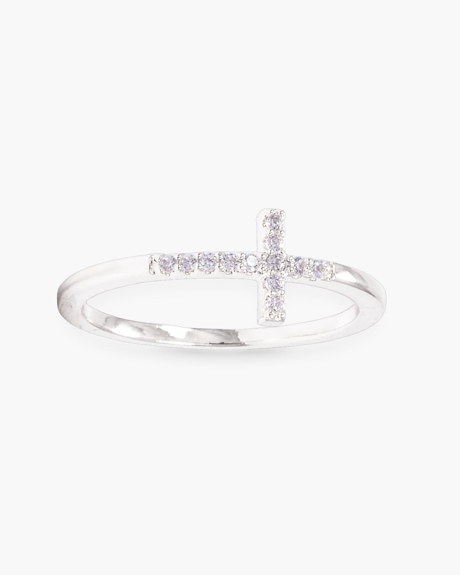 Ice Blu Cross Ring Size 9 - Silver
