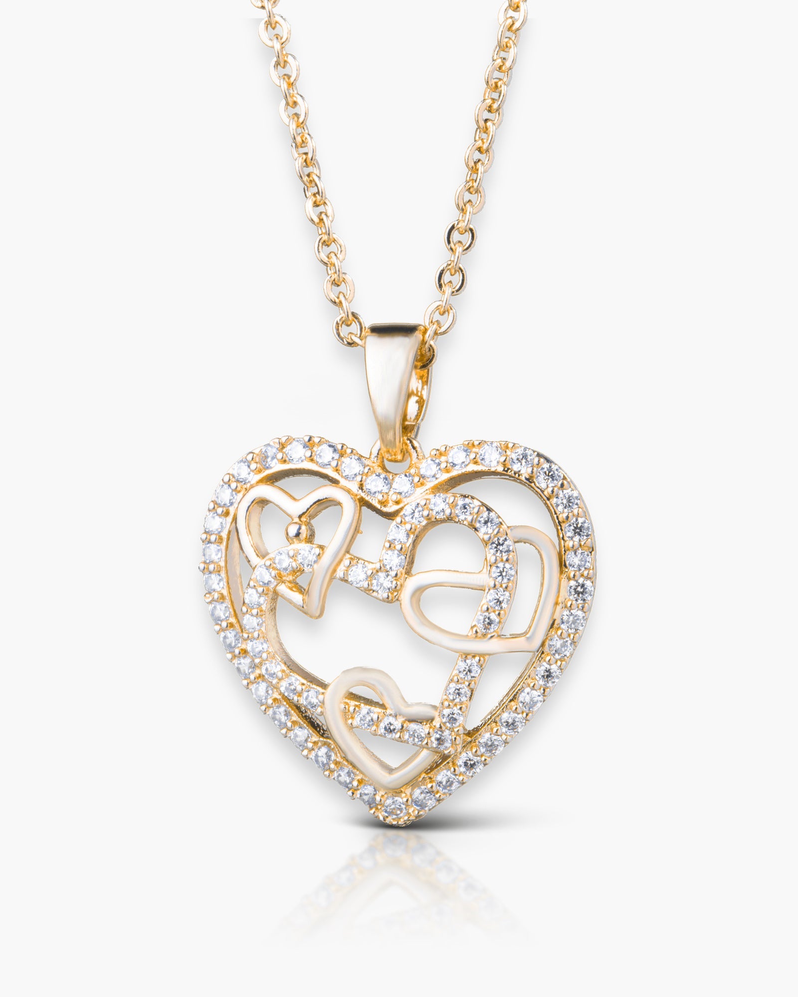 Inset Hearts Necklace - Gold