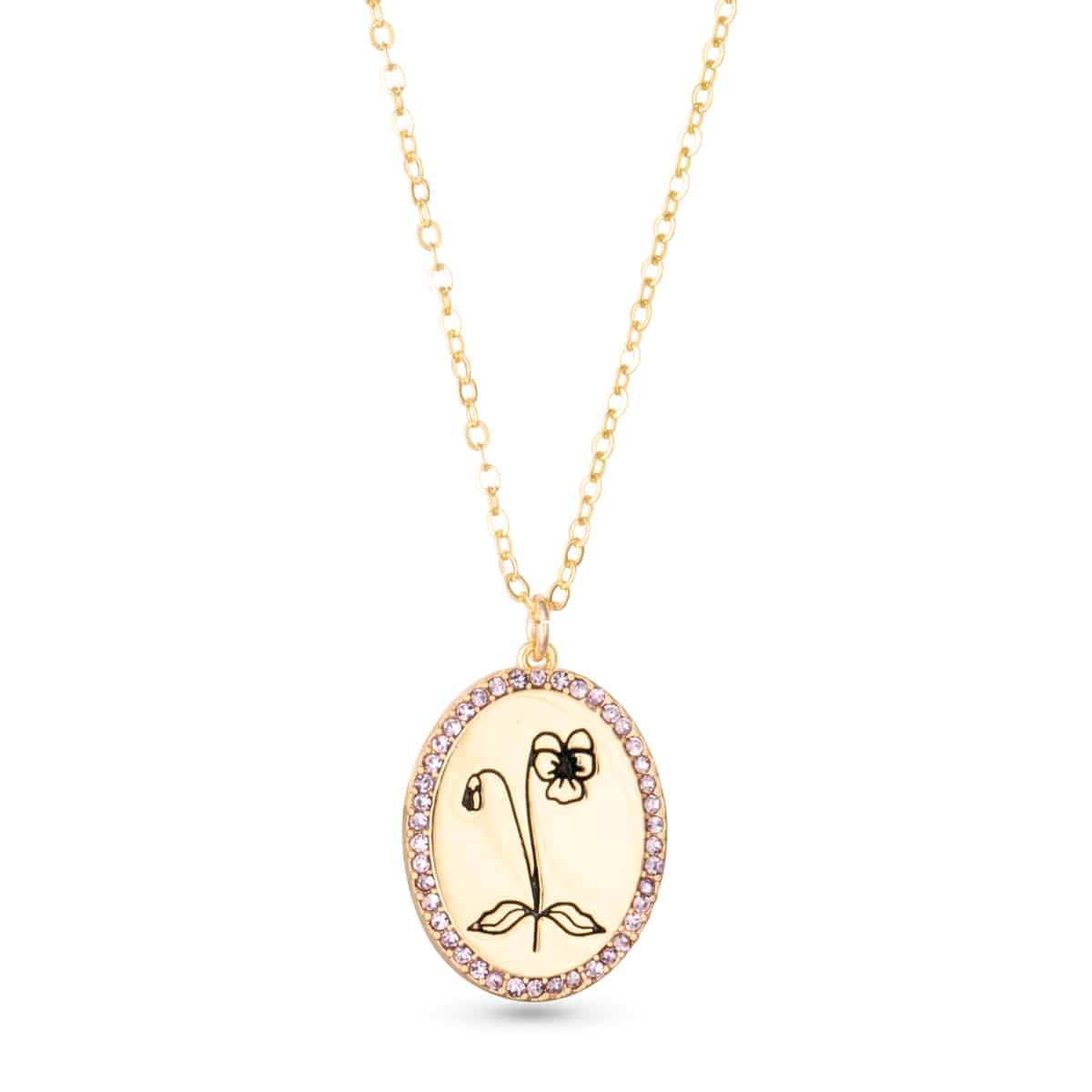 Gold Birthstone Flower Necklace