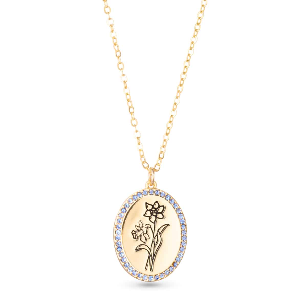 Gold Birthstone Flower Necklace