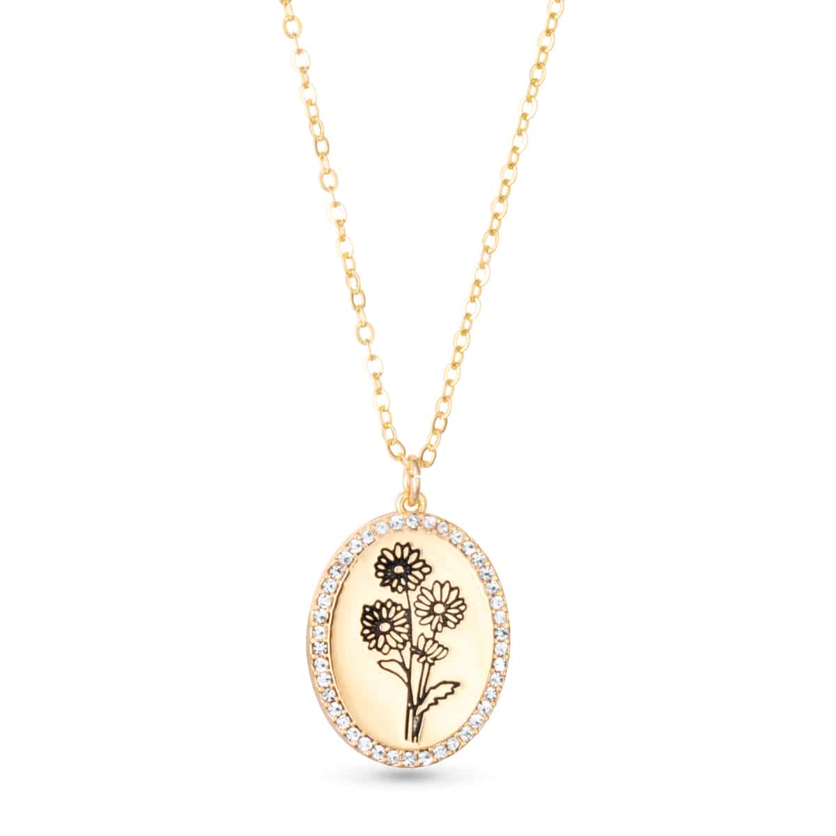 Gold Birthstone Flower Necklace