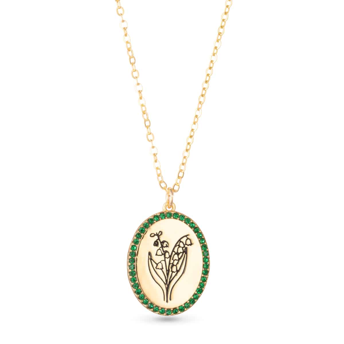 Gold Birthstone Flower Necklace