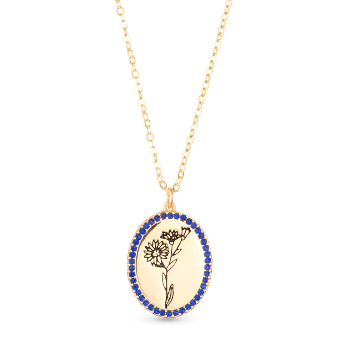 Gold Birthstone Flower Necklace