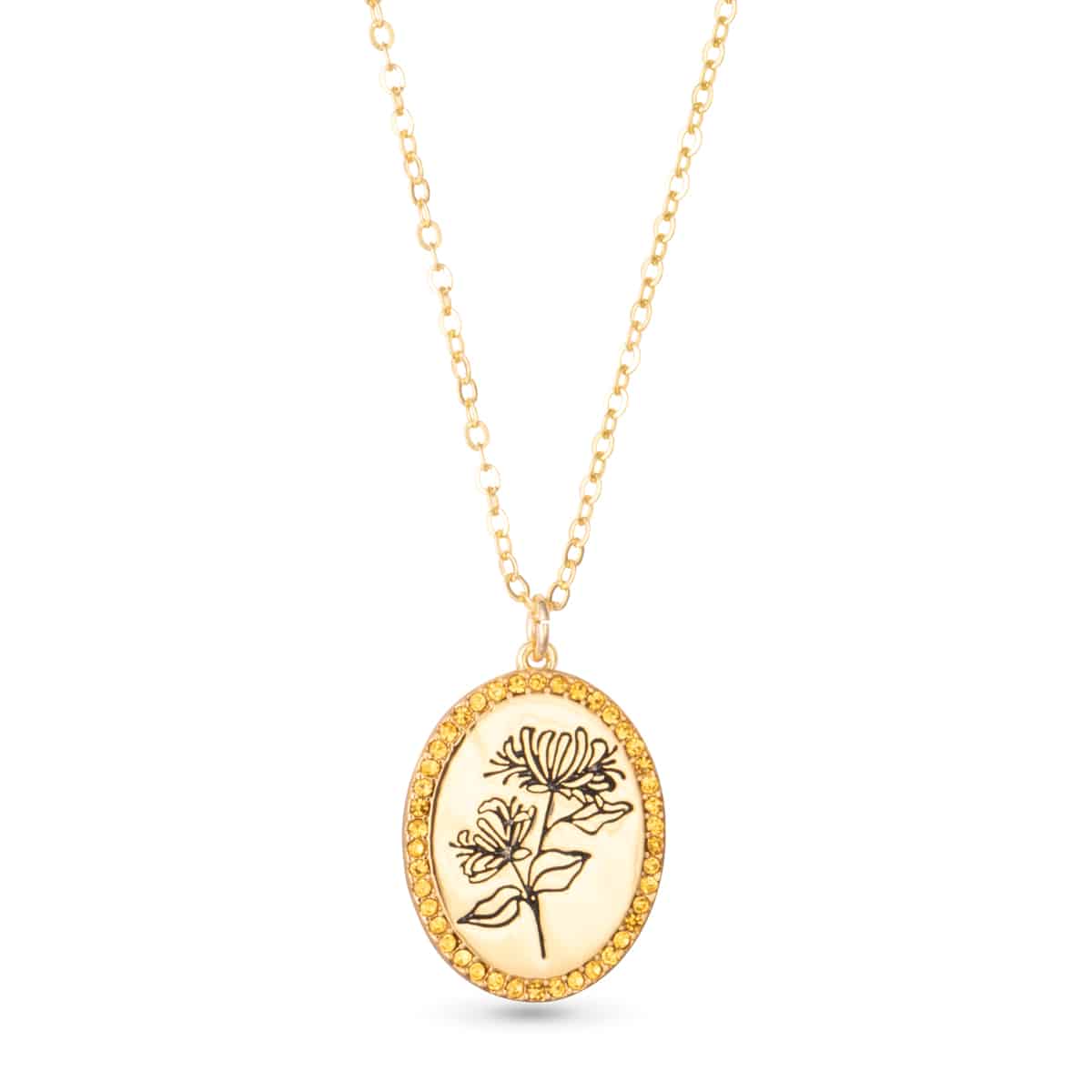 Gold Birthstone Flower Necklace