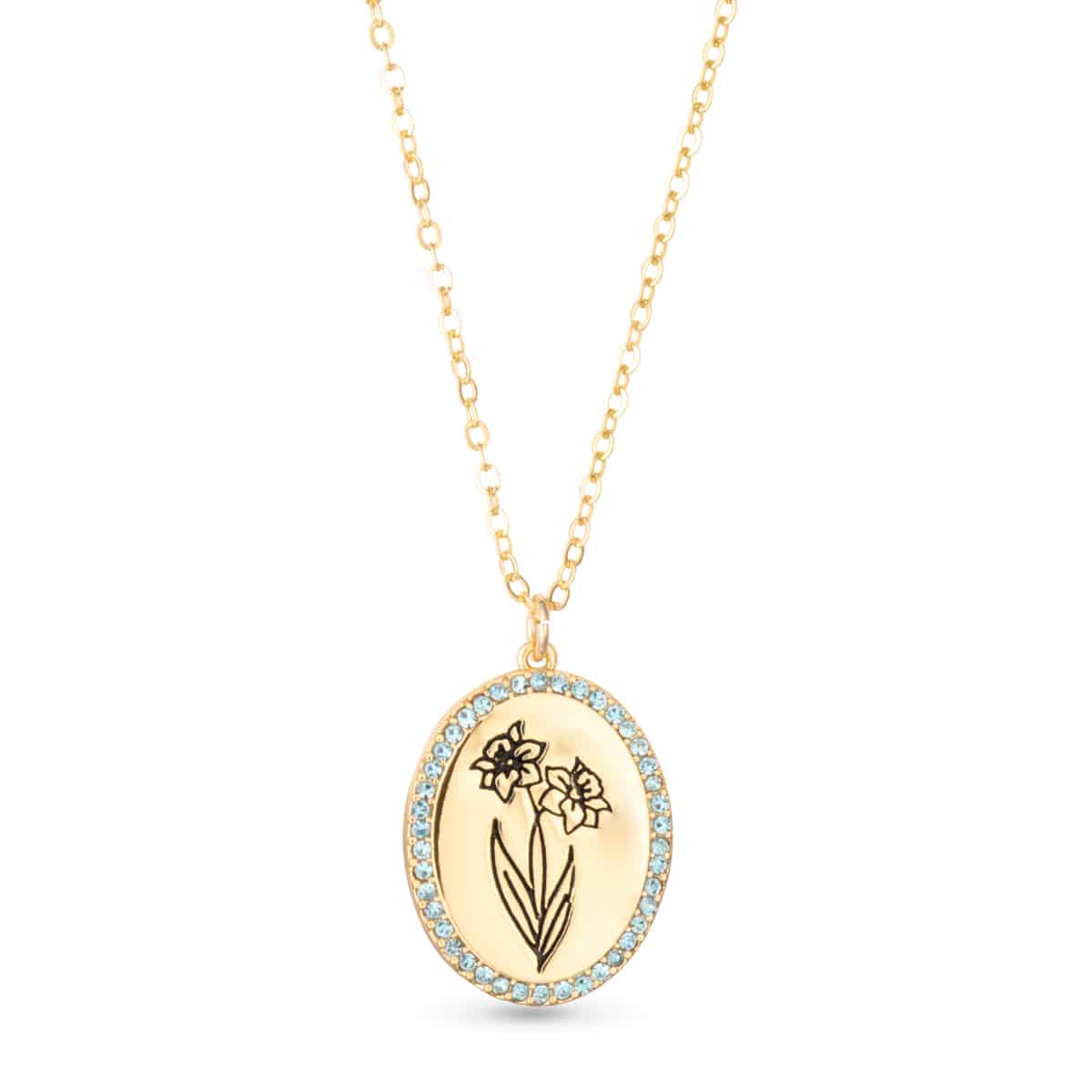 Gold Birthstone Flower Necklace