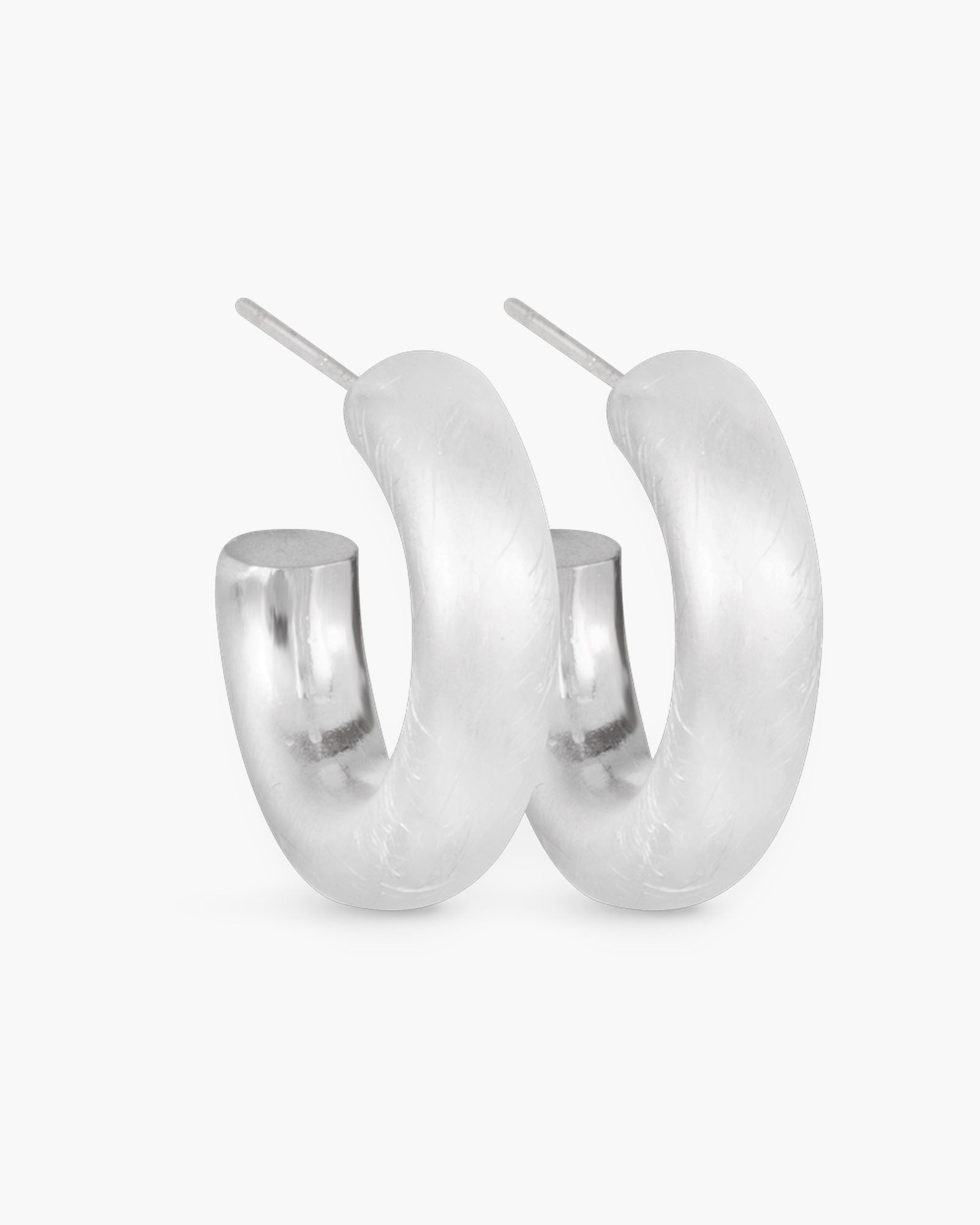 Olivia Matte Huggie Hoop Silver Earrings