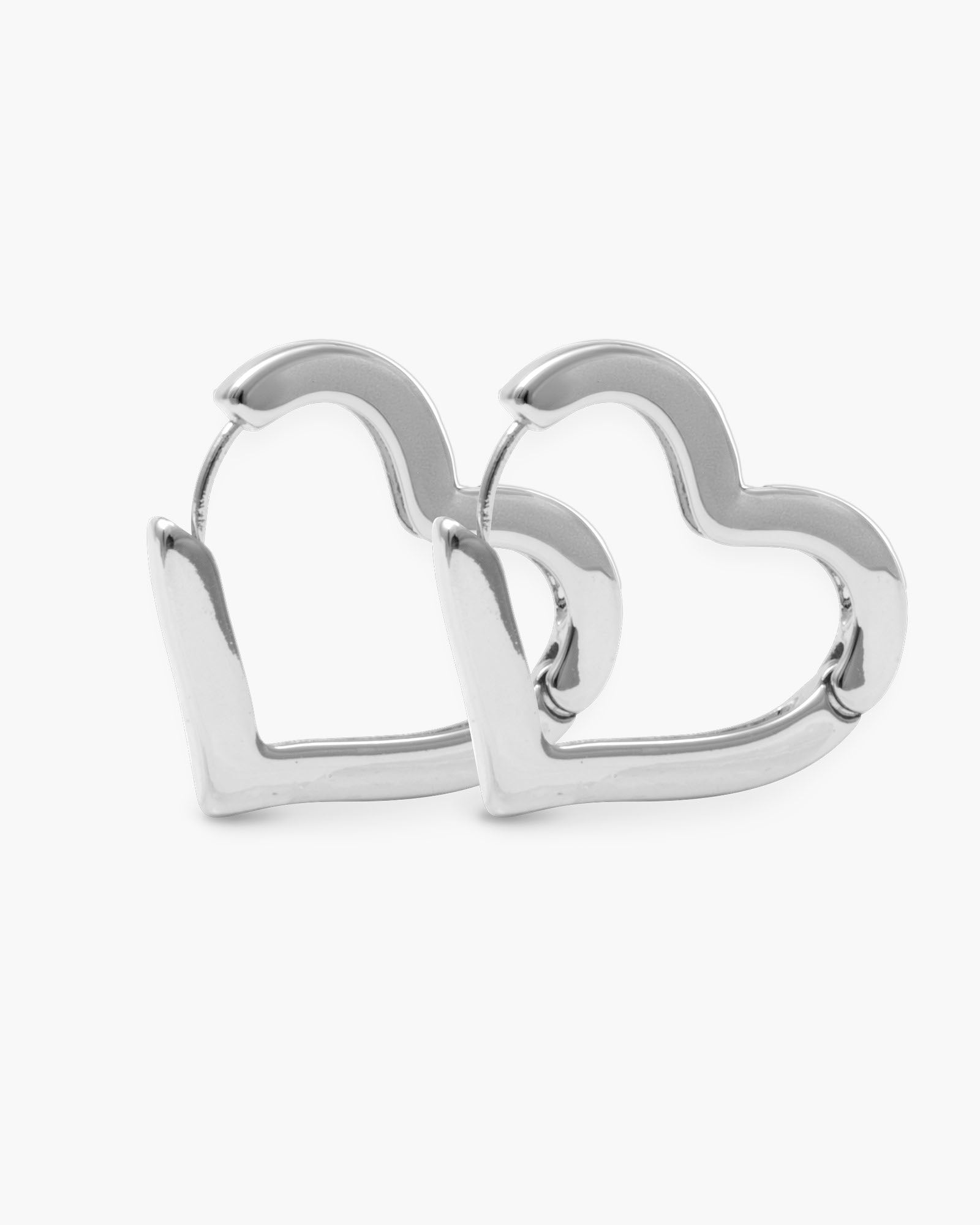 Sara Polished Heart Hoop Silver Earrings