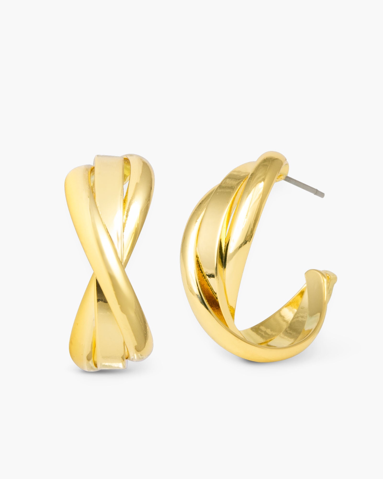 Grace Polished Twist Huggie Gold Earrings