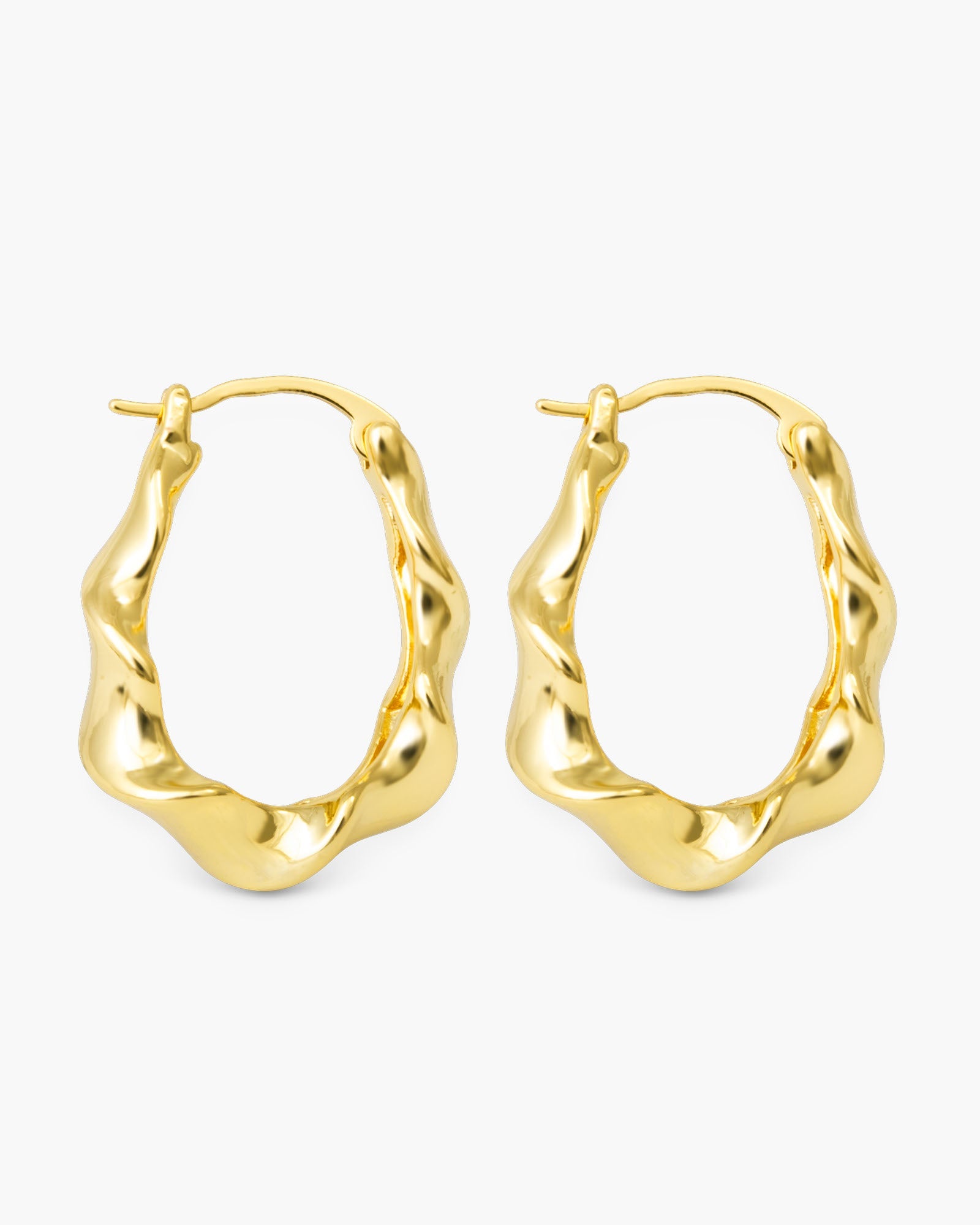 Hailey Polished Twisted Oval Hoop Gold Earrings