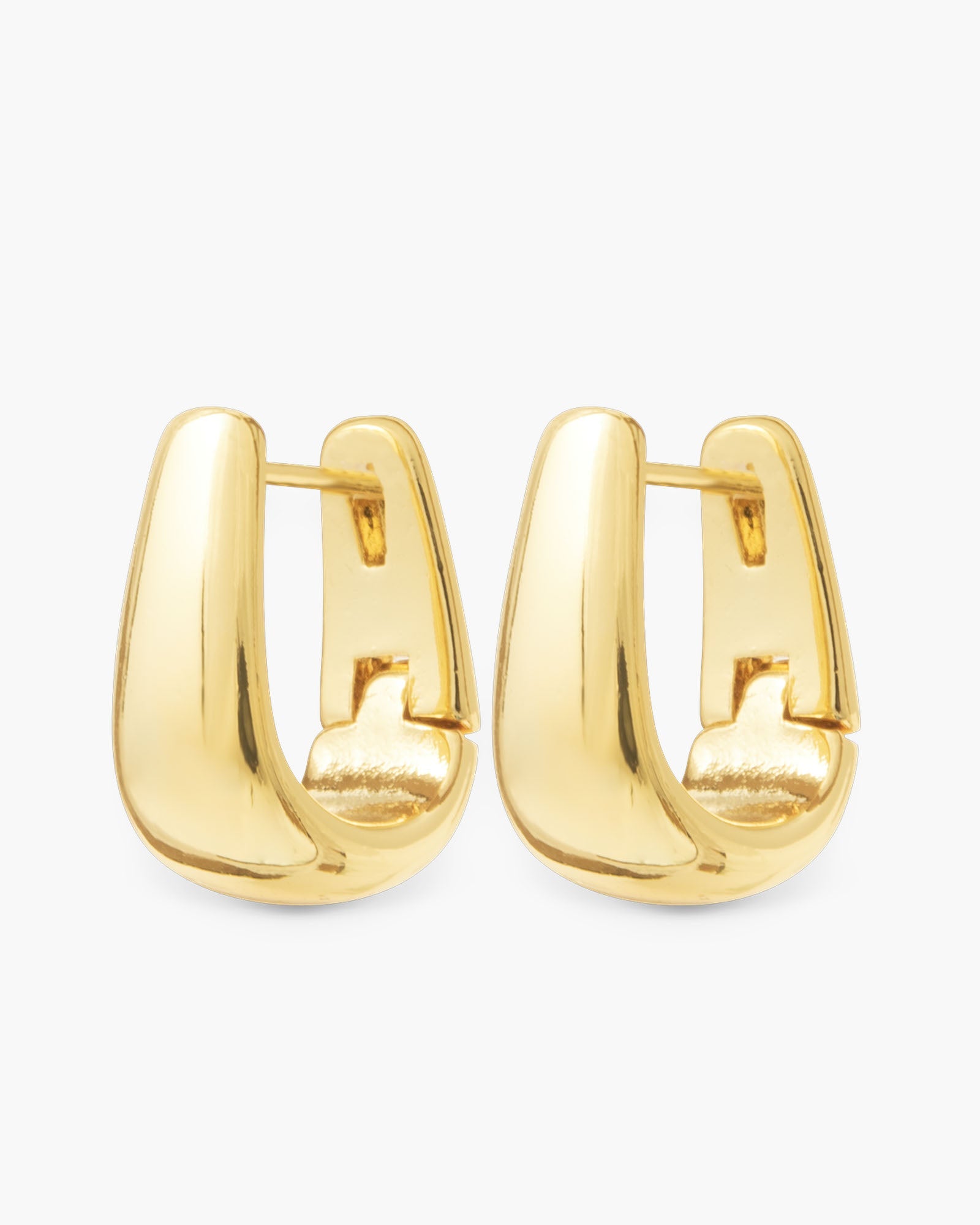Edna Polished Elongated Huggie Gold Earrings