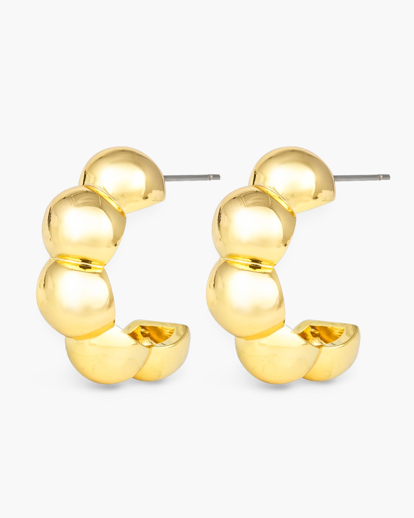 Jacqueline Polished Bubble Hoop Gold Earrings