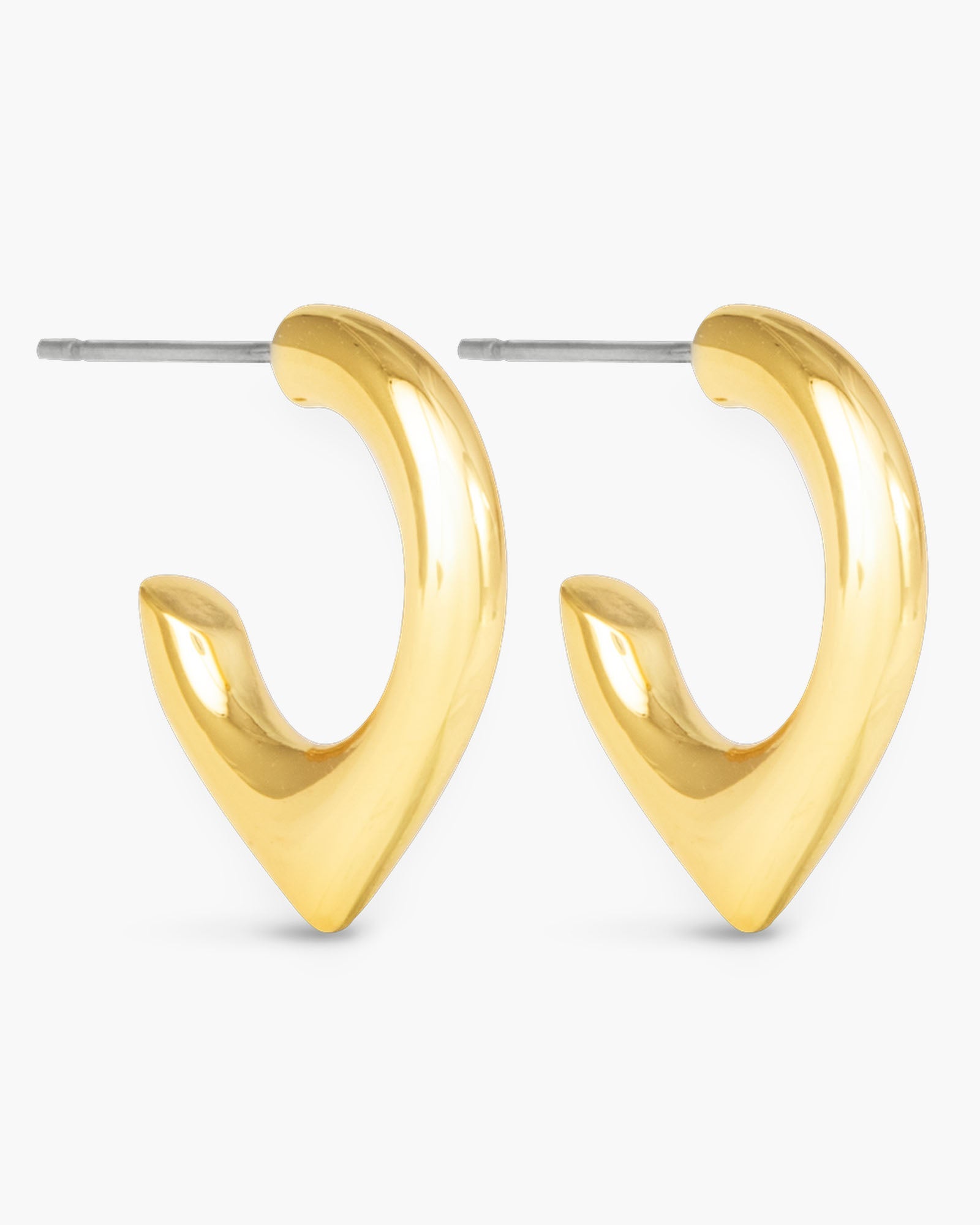 Siena Polished Corner Hoop Huggie Gold Earrings