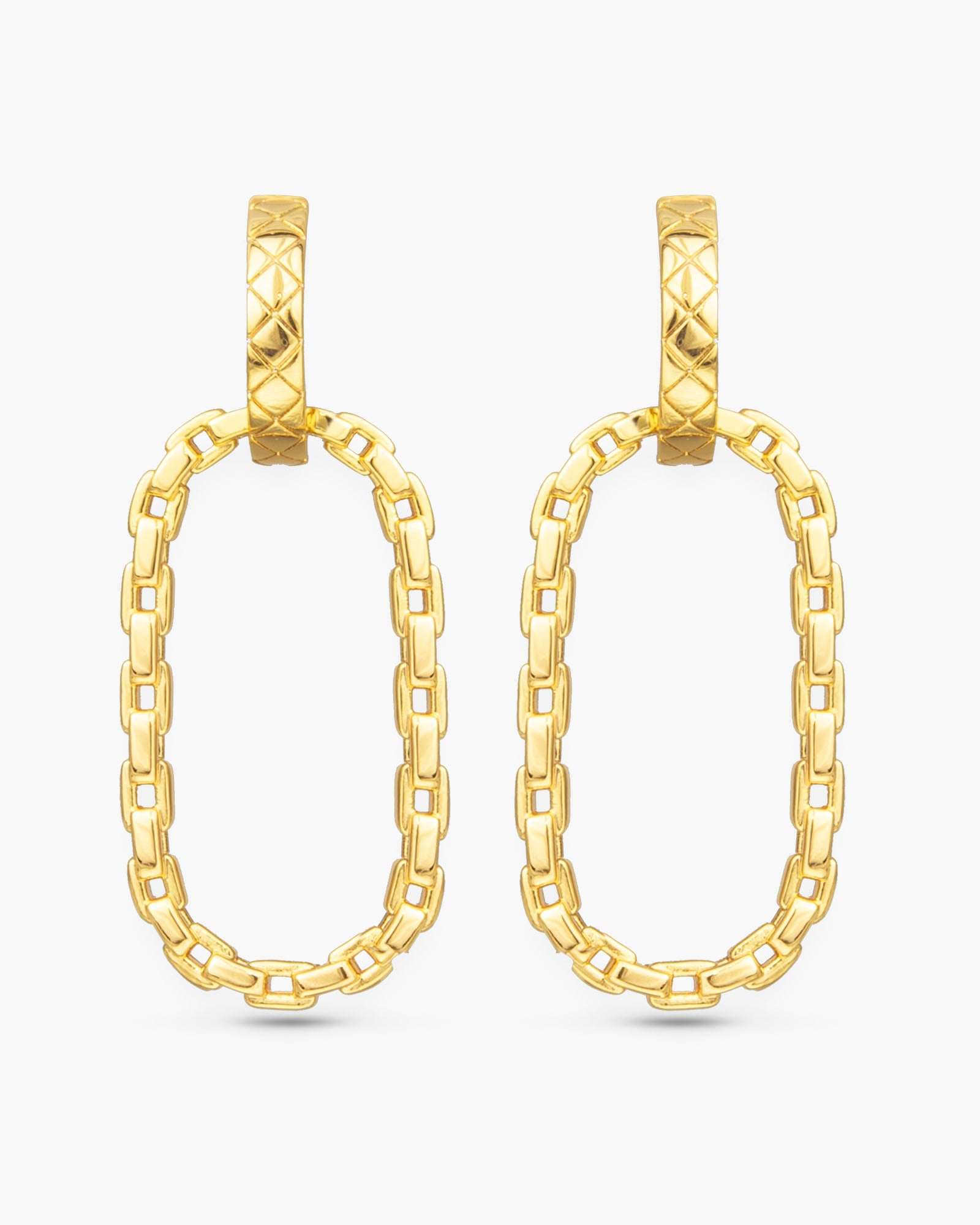 Chiara Polished Chain Link Drop Gold Earrings
