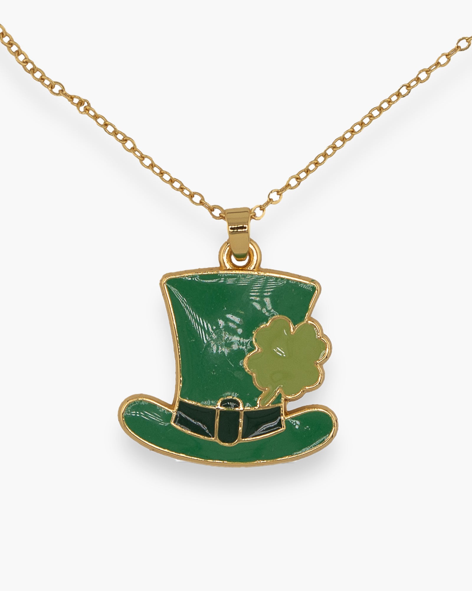 Gold Enamel Leprechan Hat Necklace