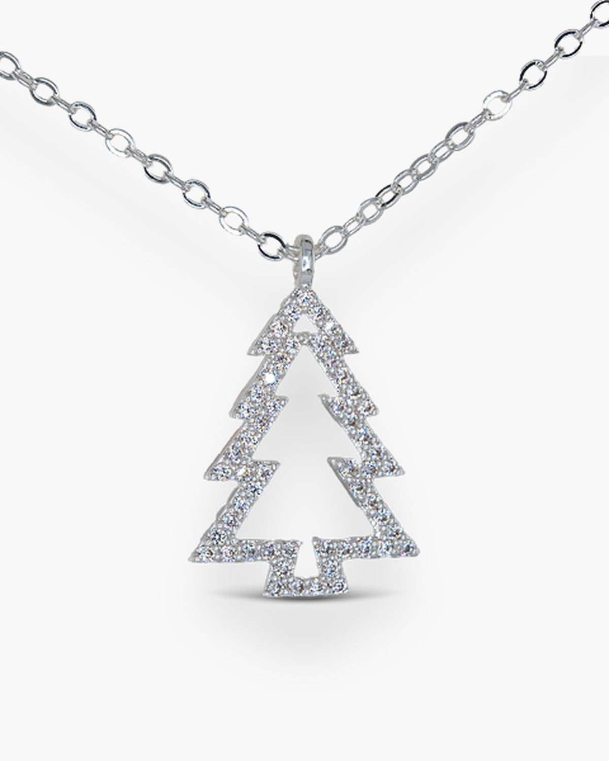 Silver CZ Tree Necklace