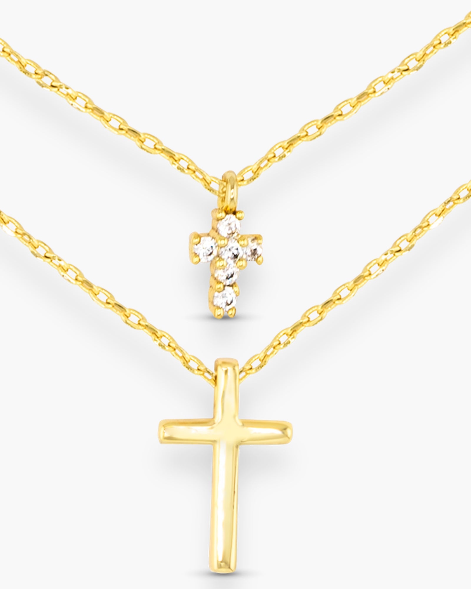 Double Cross Necklace - Gold
