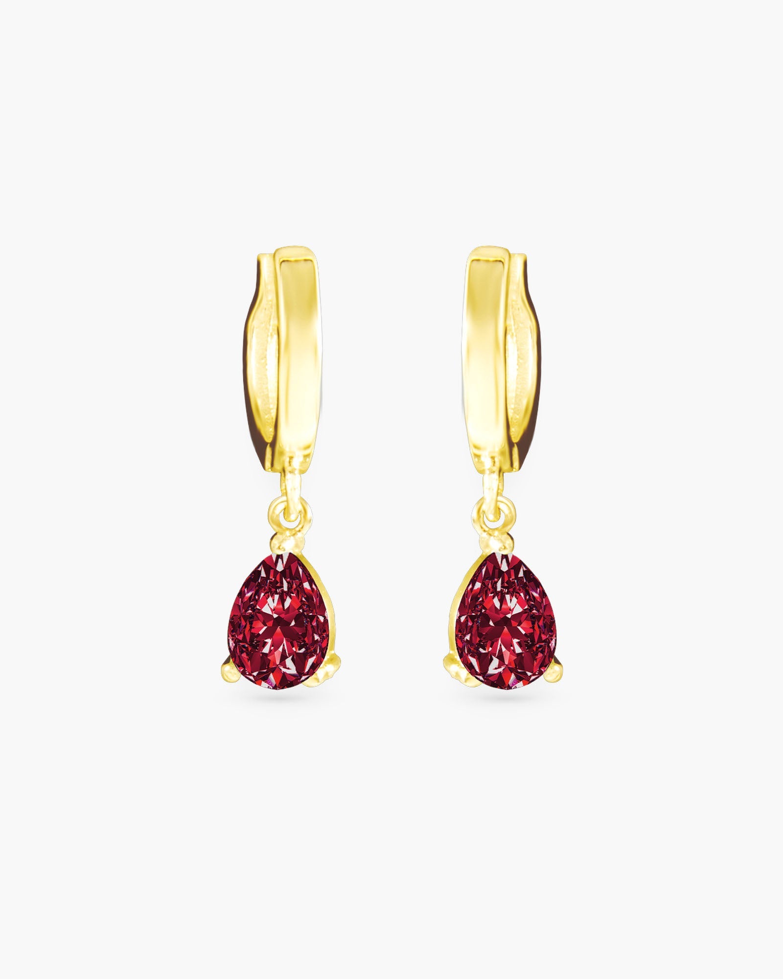 Garnet Hoop Earring - Gold