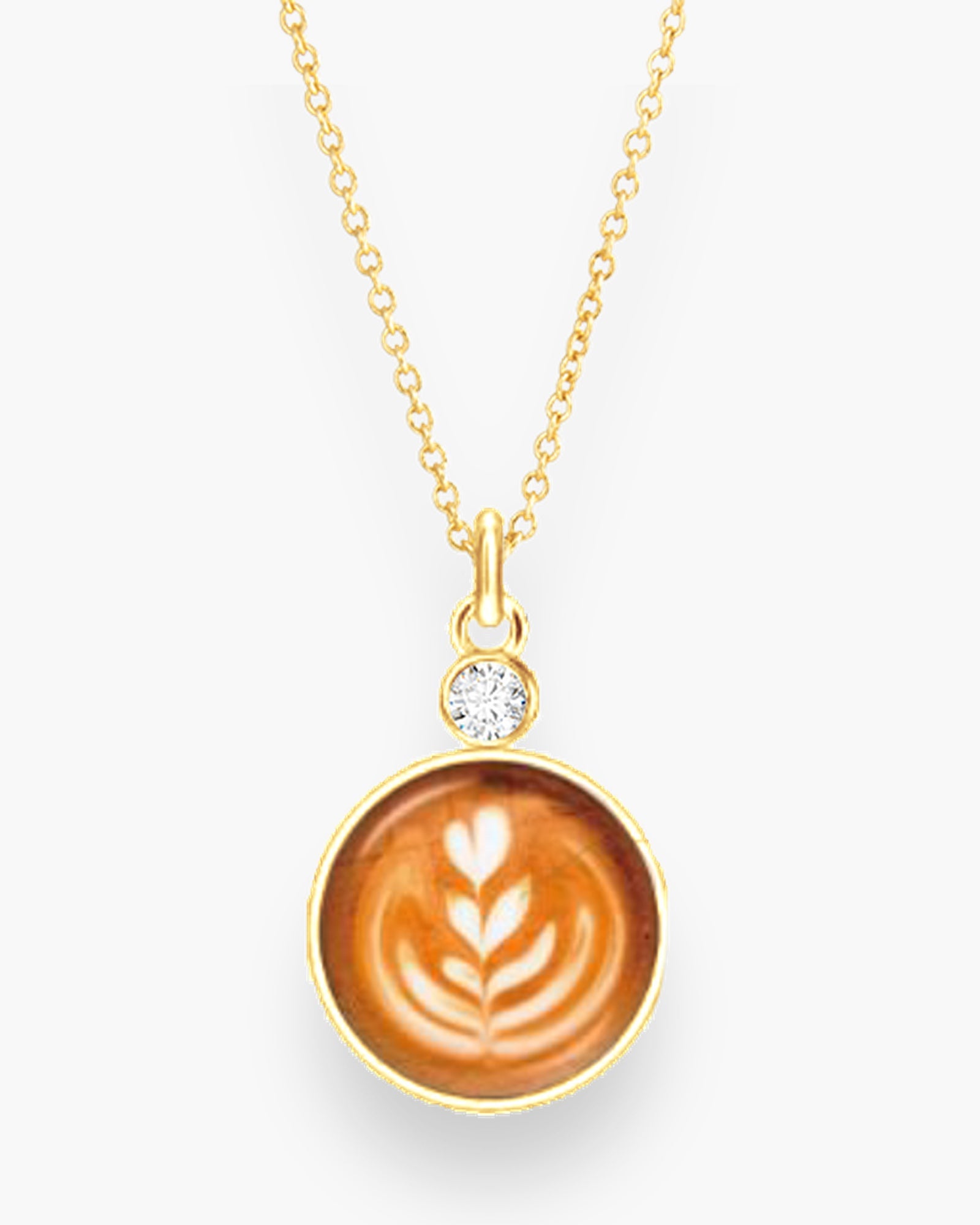 Gold CZ / Enamel Coffee Cream Latte Necklace