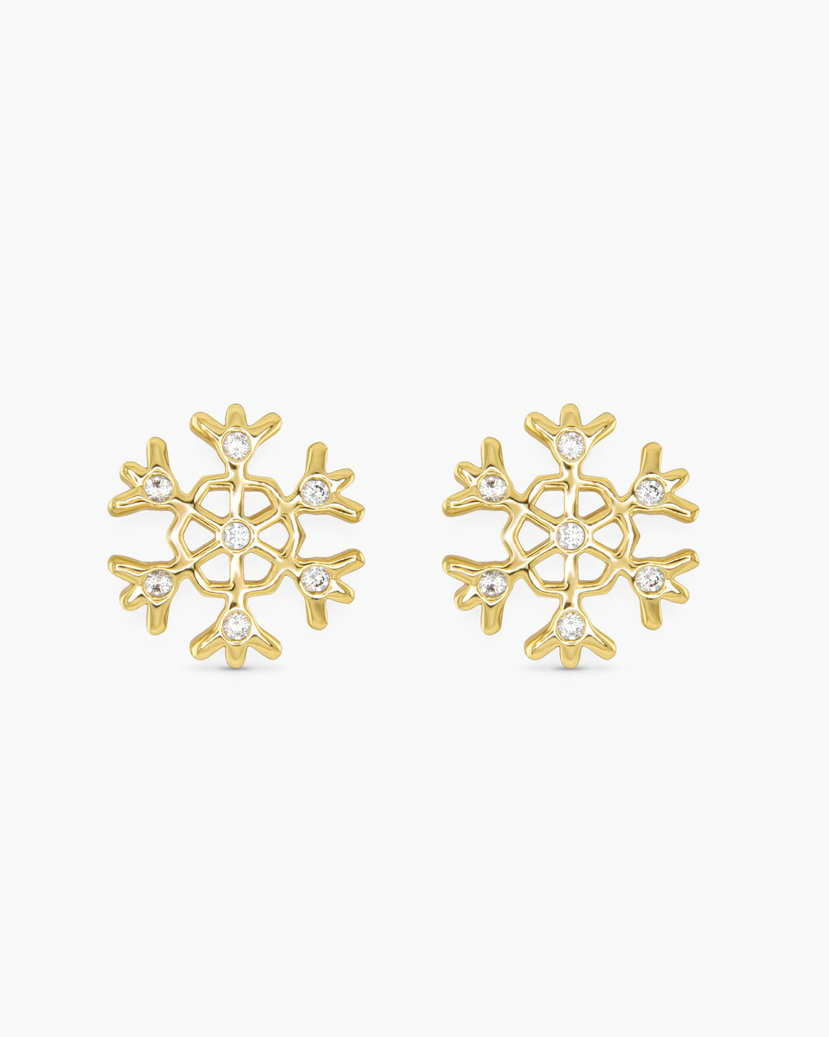 Gold CZ Snowflake Earrings