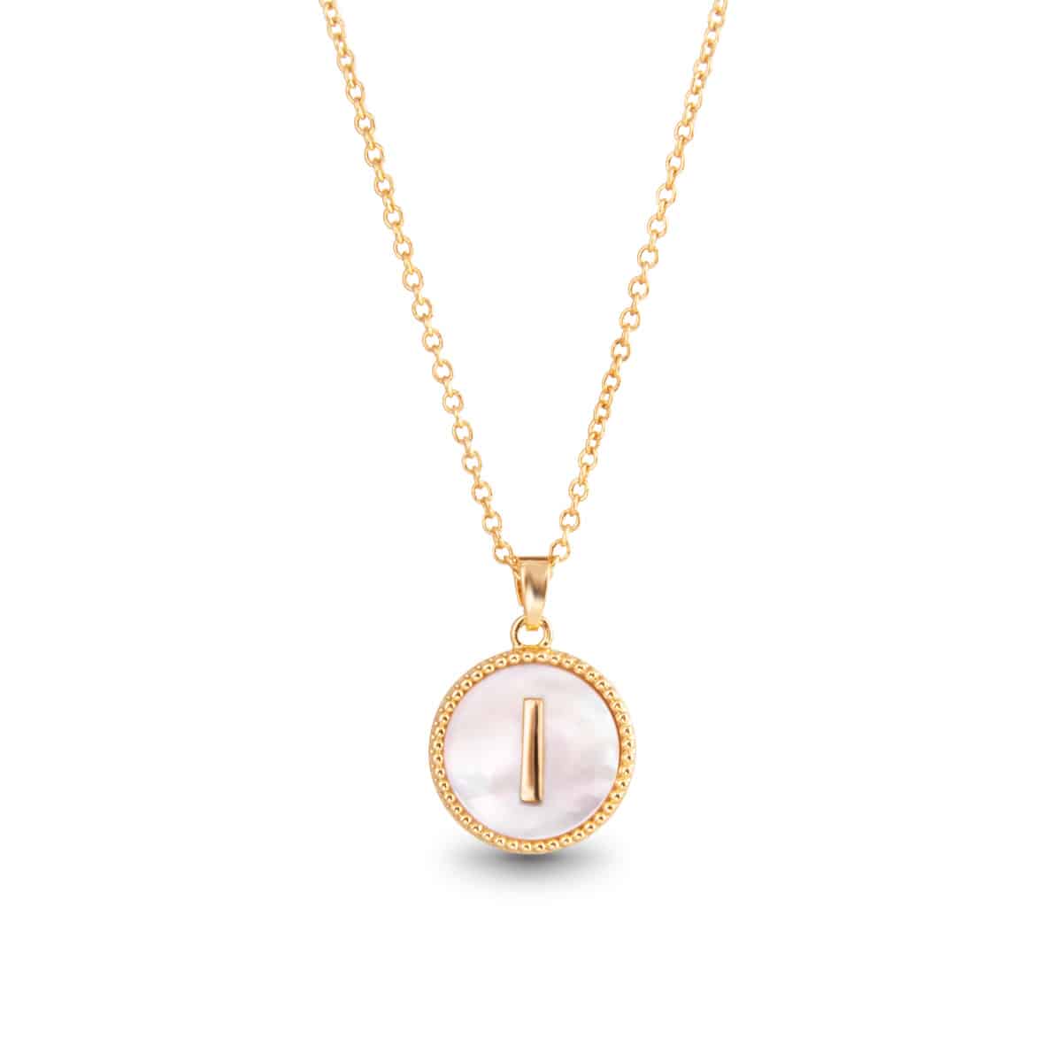 Gold Mother of Pearl Initial Necklaces | 18 Letters