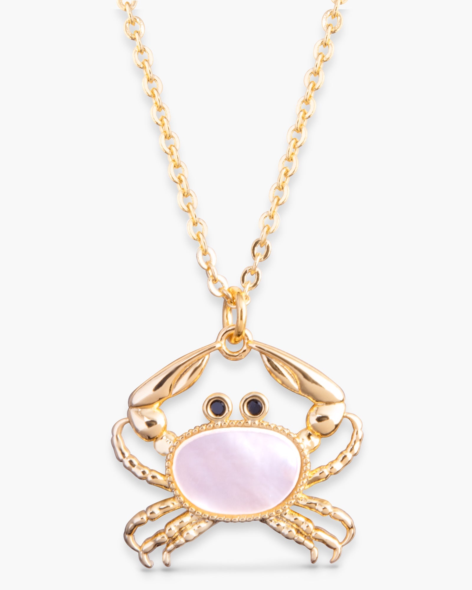 Mother of Pearl Crab Necklace - Gold