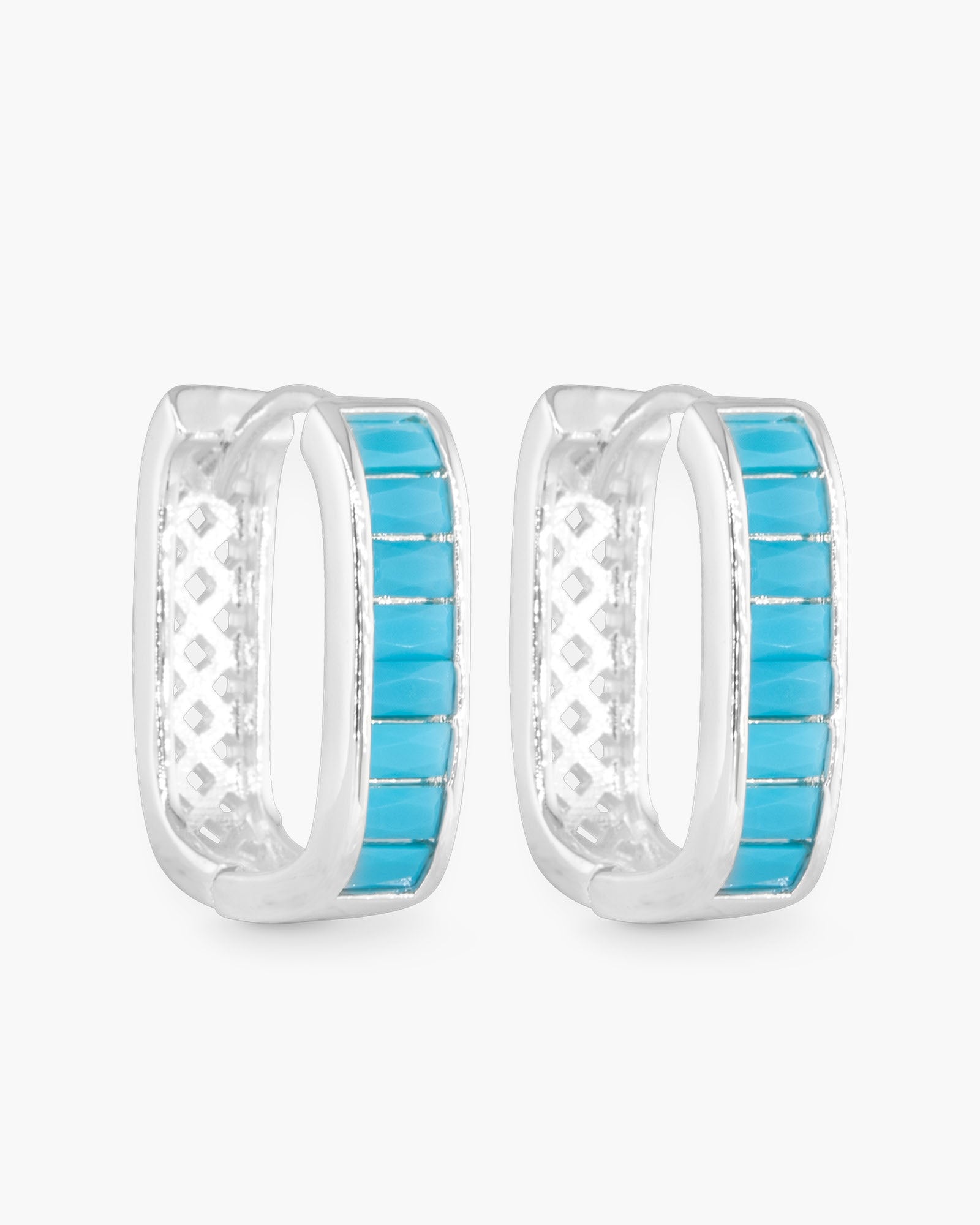 Turquoise Rectangle Hoop Earrings