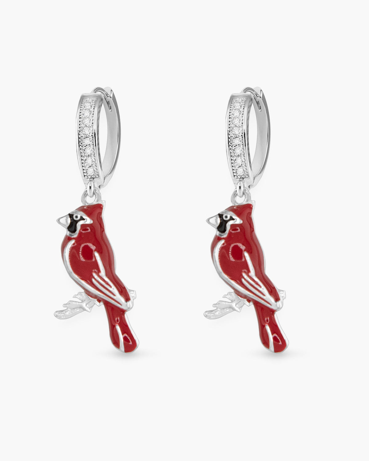Silver Cardinal Earrings