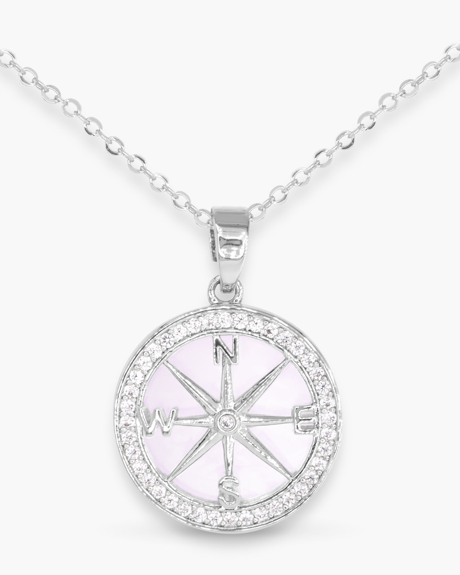 CZ & MOP Compass Necklace