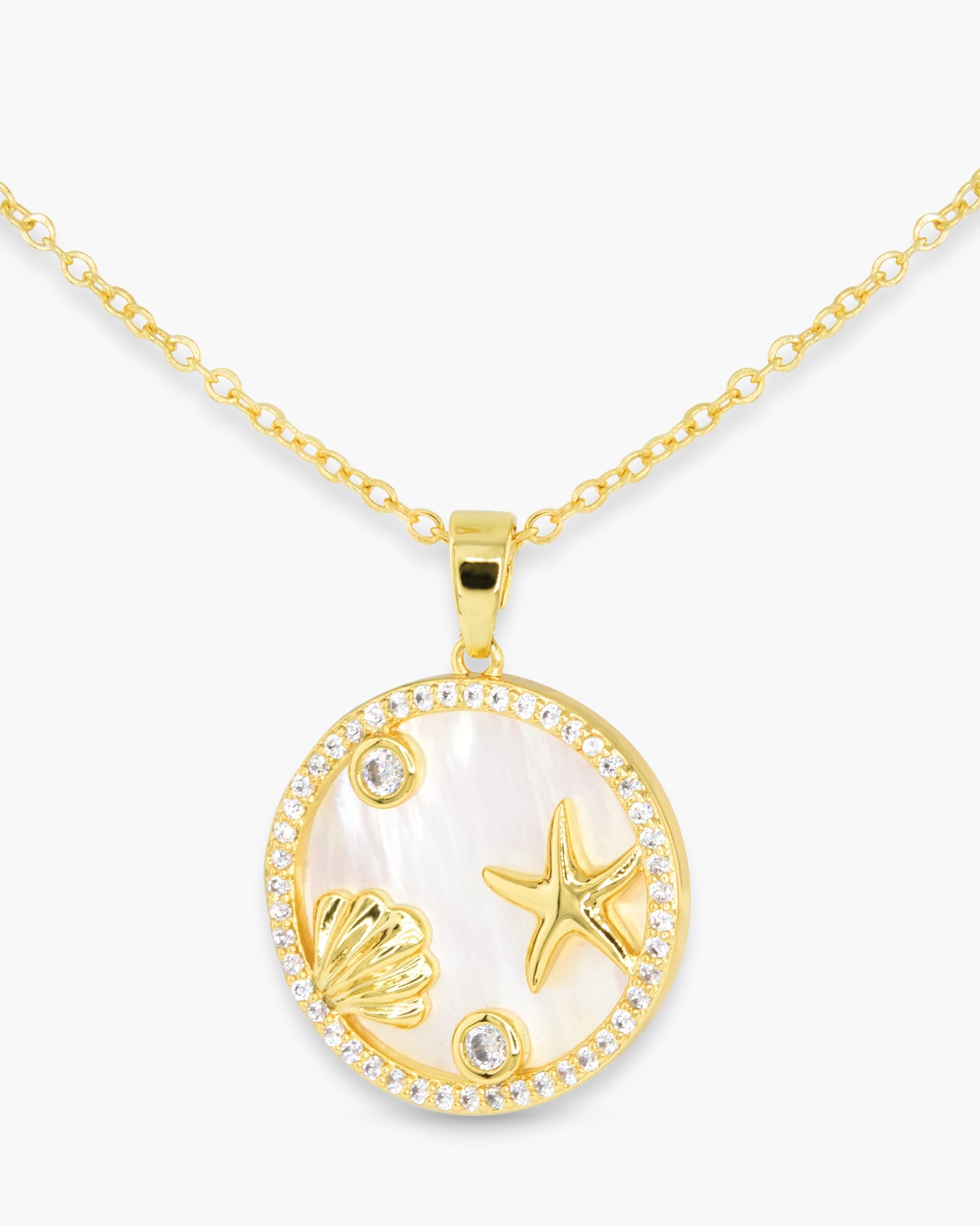 CZ & MOP Coastal Disk Necklace