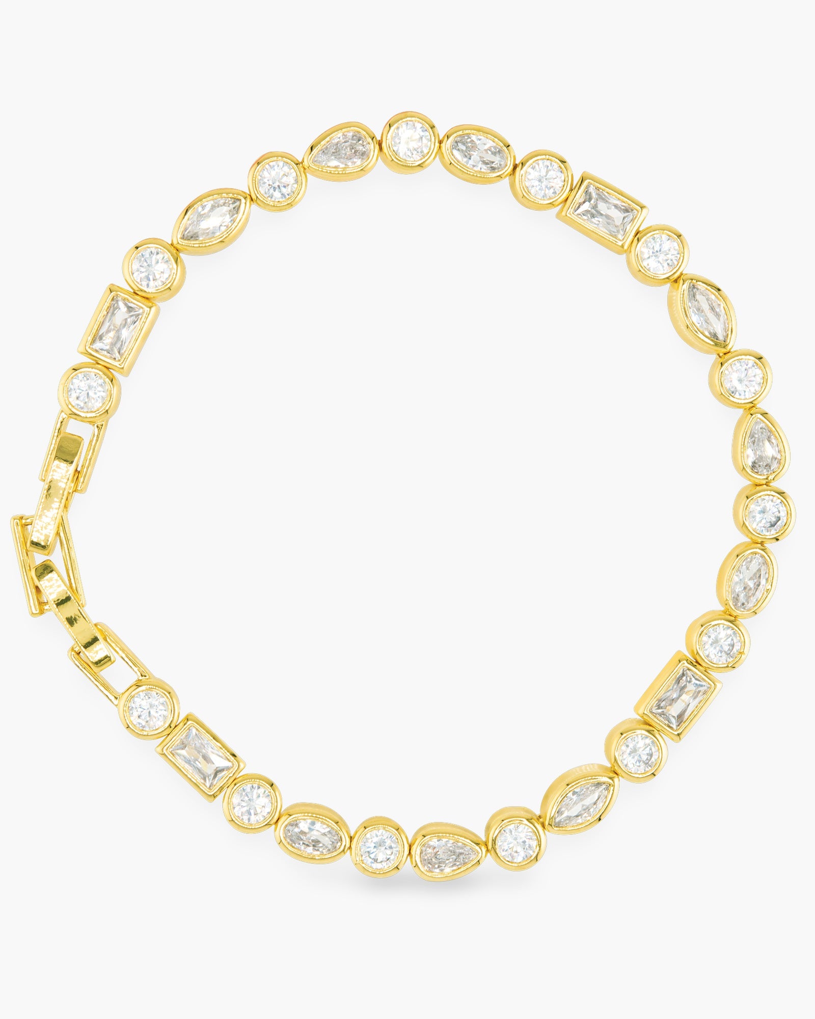 CZ Multi Cut Bezel Tennis Bracelet