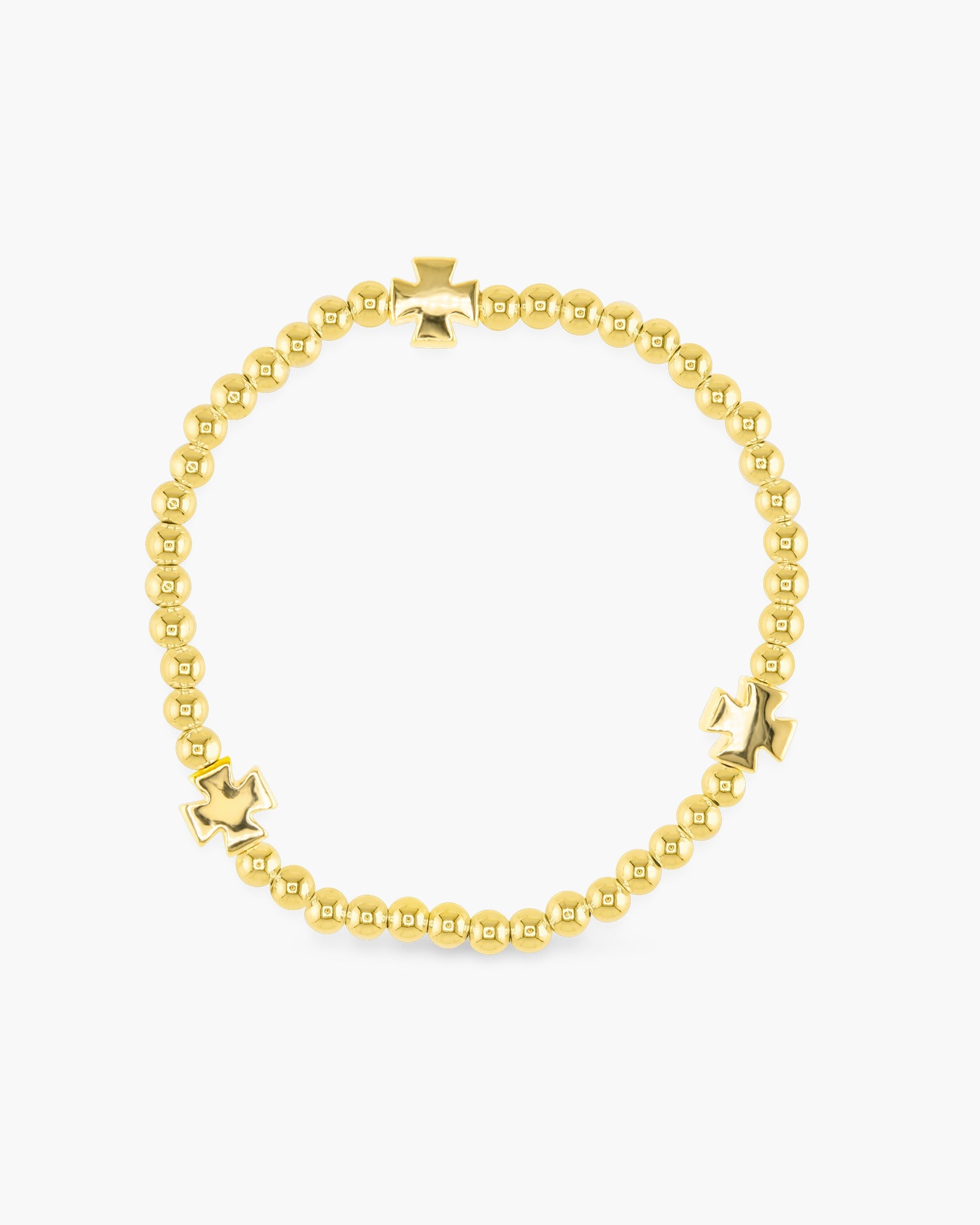 Stackable Beaded Bracelets with Gold Crosses