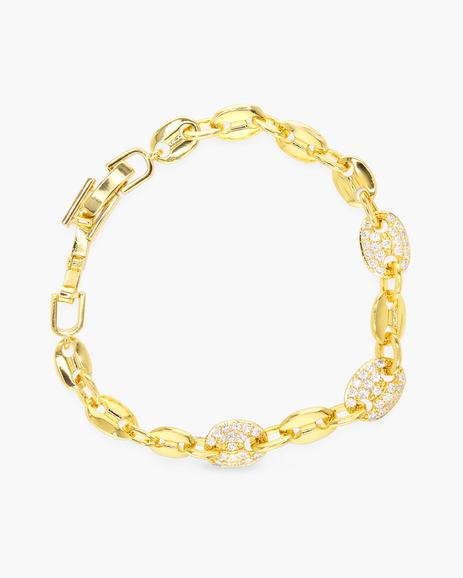 Gold CZ Mariner Link Bracelet