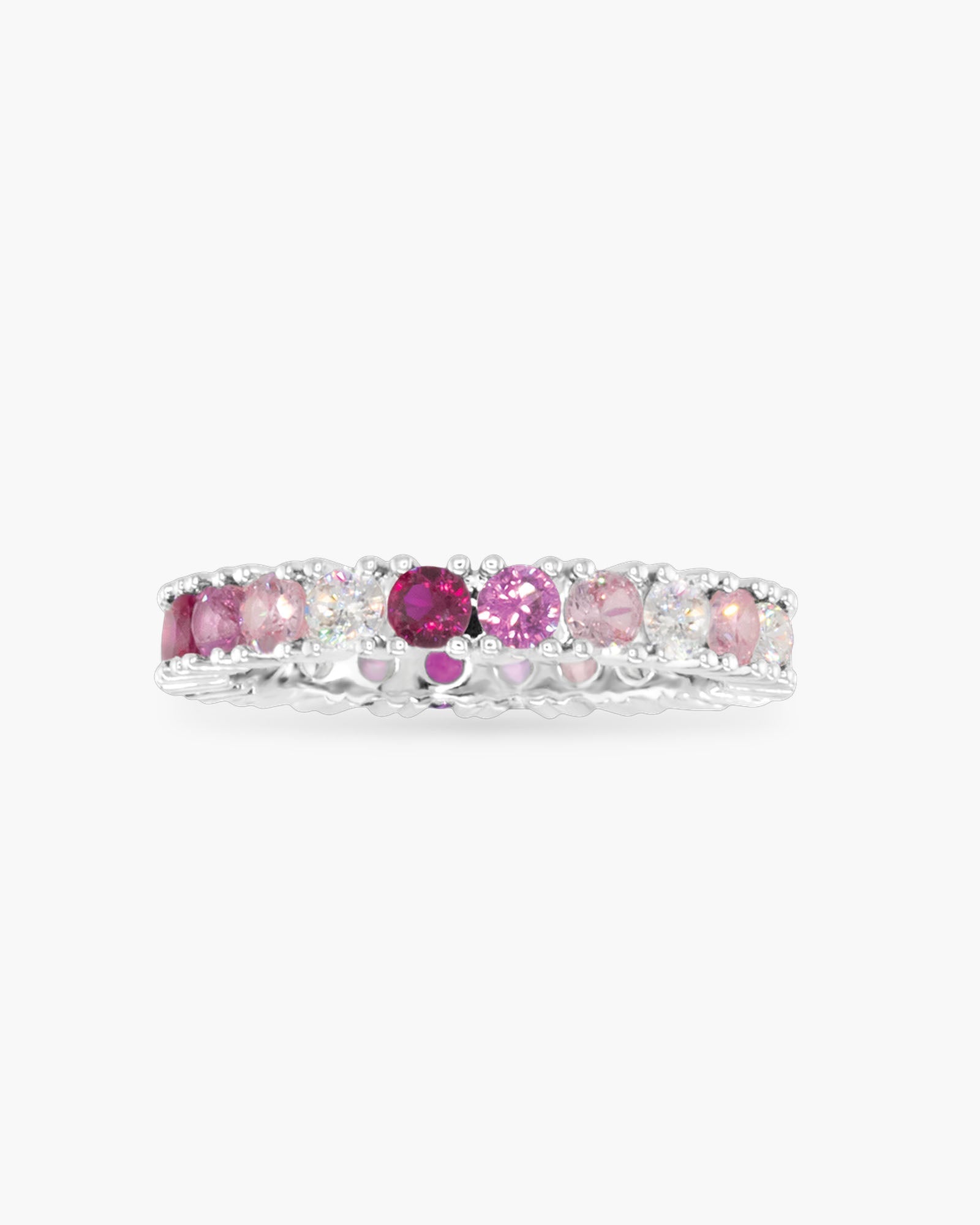 Silver CZ Pink Ombre Ring