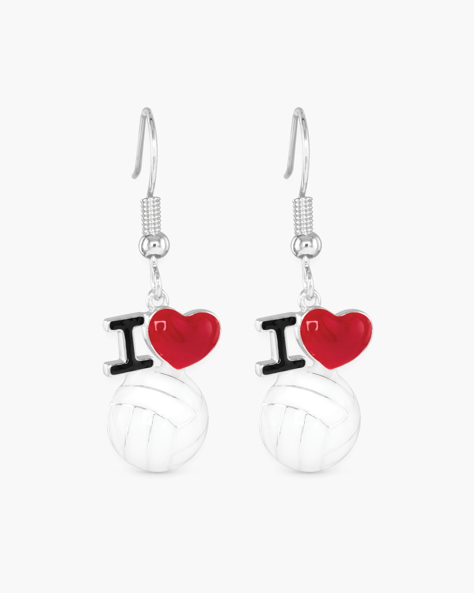 Silver I Love Sports Earrings
